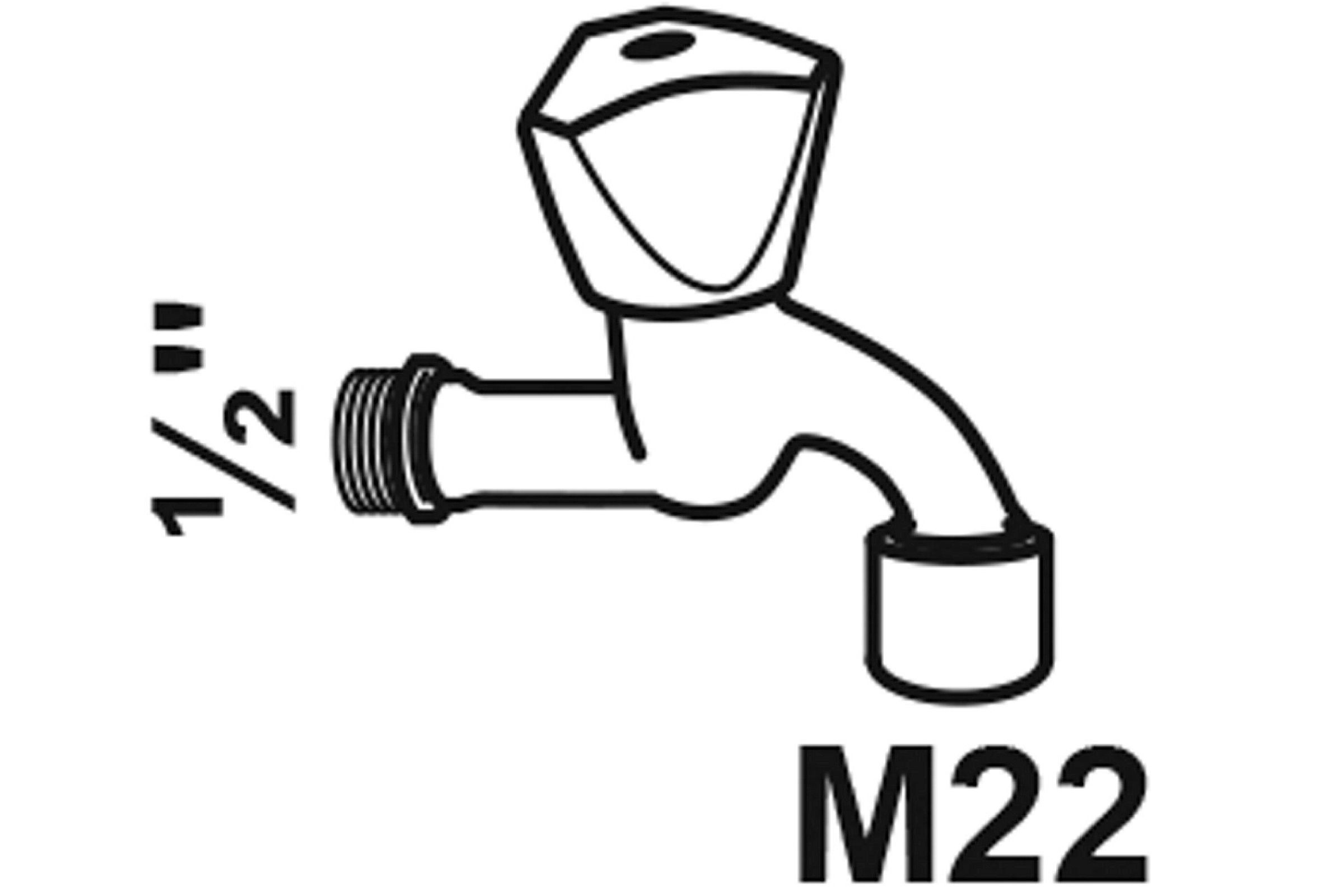 MS Auslaufventil Haubengriff, Chrom, 1/2''AG x M22