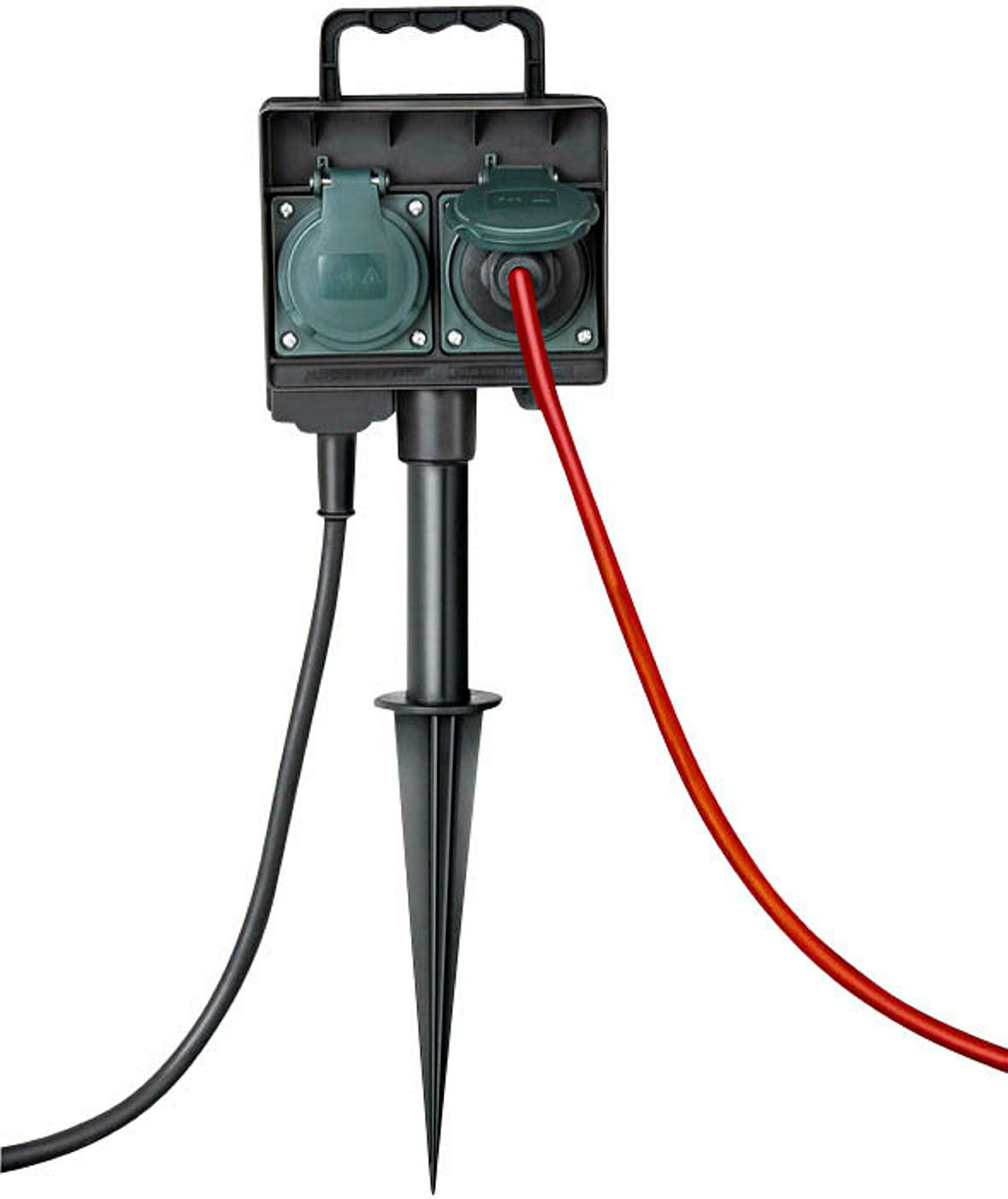 Gartensteckdose mit Erdspiess 2-Fach 1,4m Kabel H07RN-F3G1,5