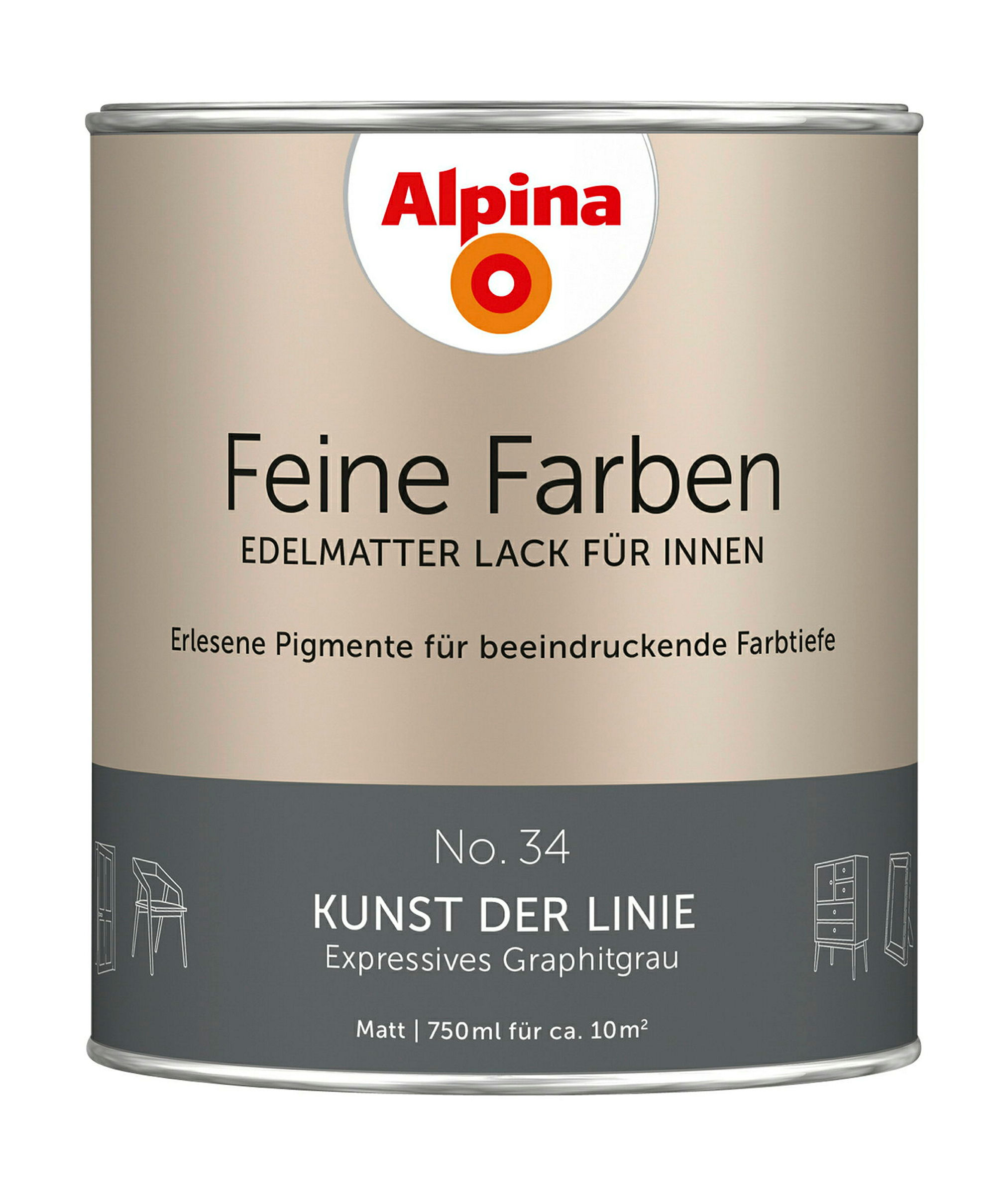 Alpina Feine Farben Lack No. 34 Kunst der Linie® edelmatt 750ml