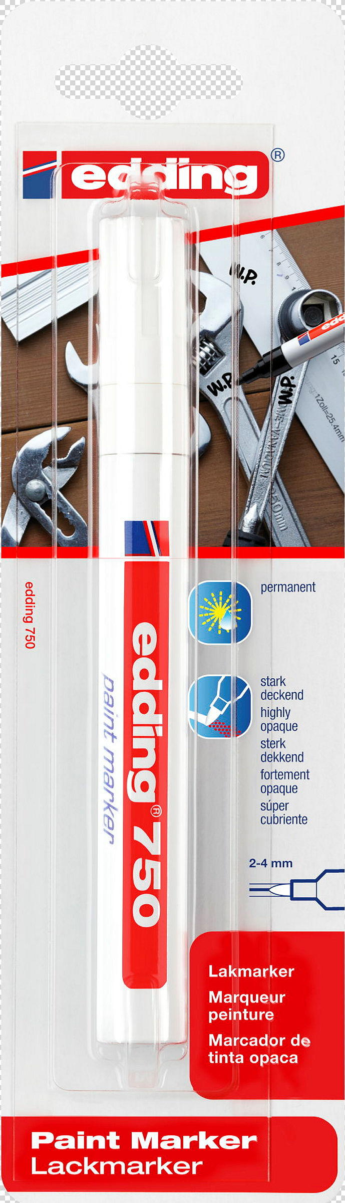 edding 750 Lackmarker 1er-Blister weiß B2C