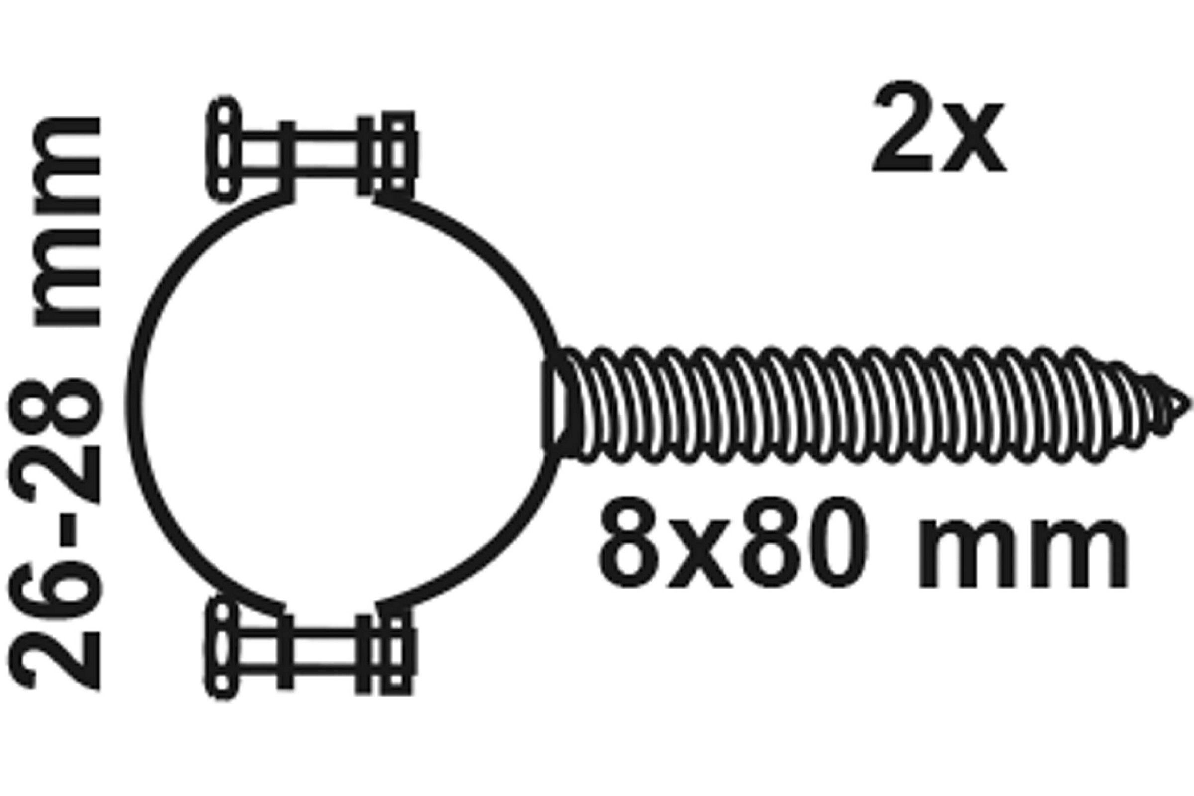 Rohrschelle, 26 mm - 28 mm, mit Stockschraube M8 x 80 mm (2x)