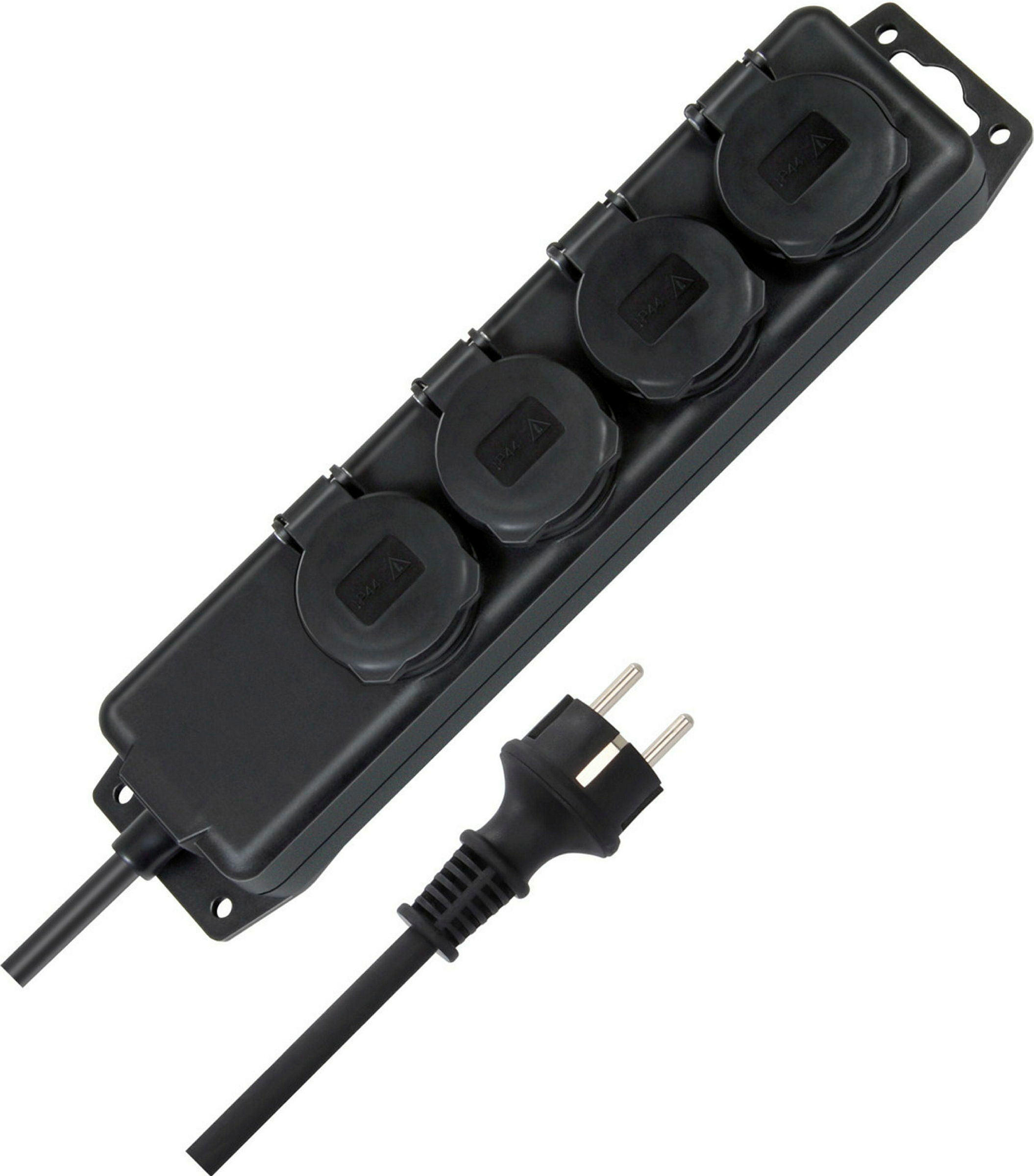 Std-Verteiler 4fach 2m H07RN-F3G1.5 schwarz, ohne Schalter IP44