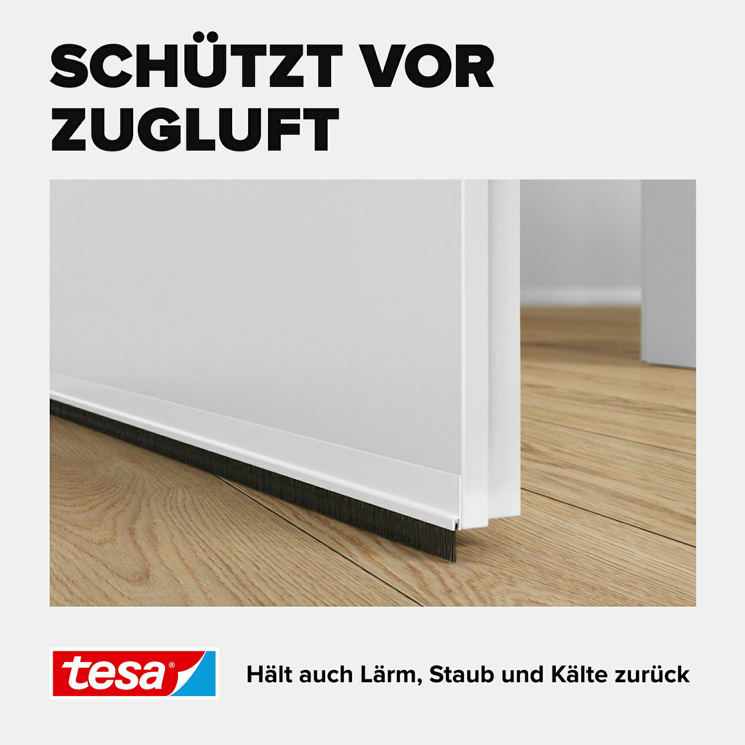 tesamoll® Standard Türdichtschiene für glatte Böden weiß