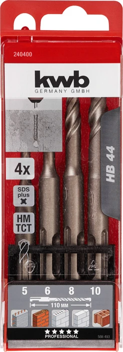 HB 44 SDS plus Hammerbohrersatz, 4-tlg., ø 5, 6, 8, 10 mm
