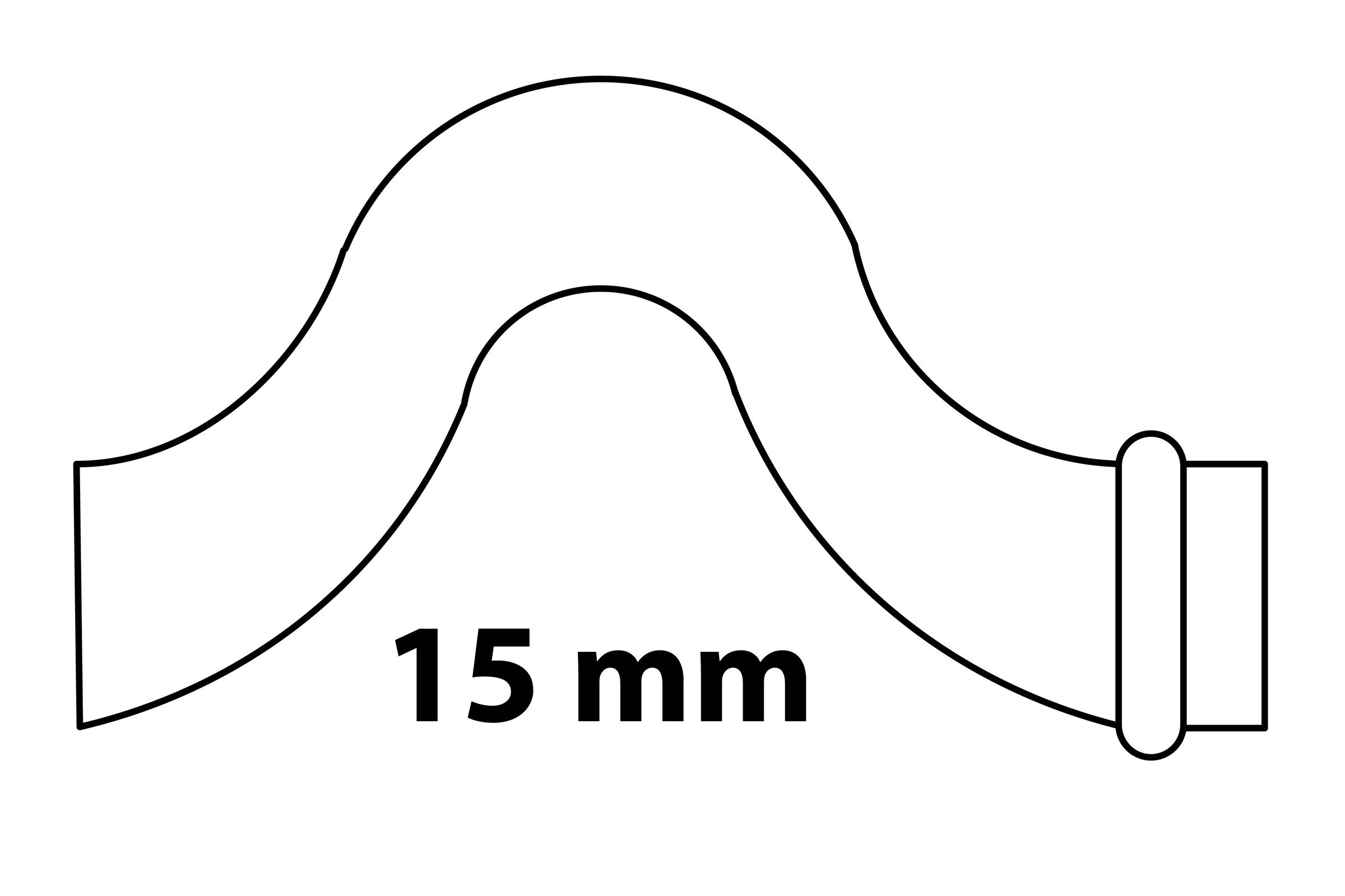 CU Überspringbogen, blank, 15 mm, 1 Muffe, (P5086)