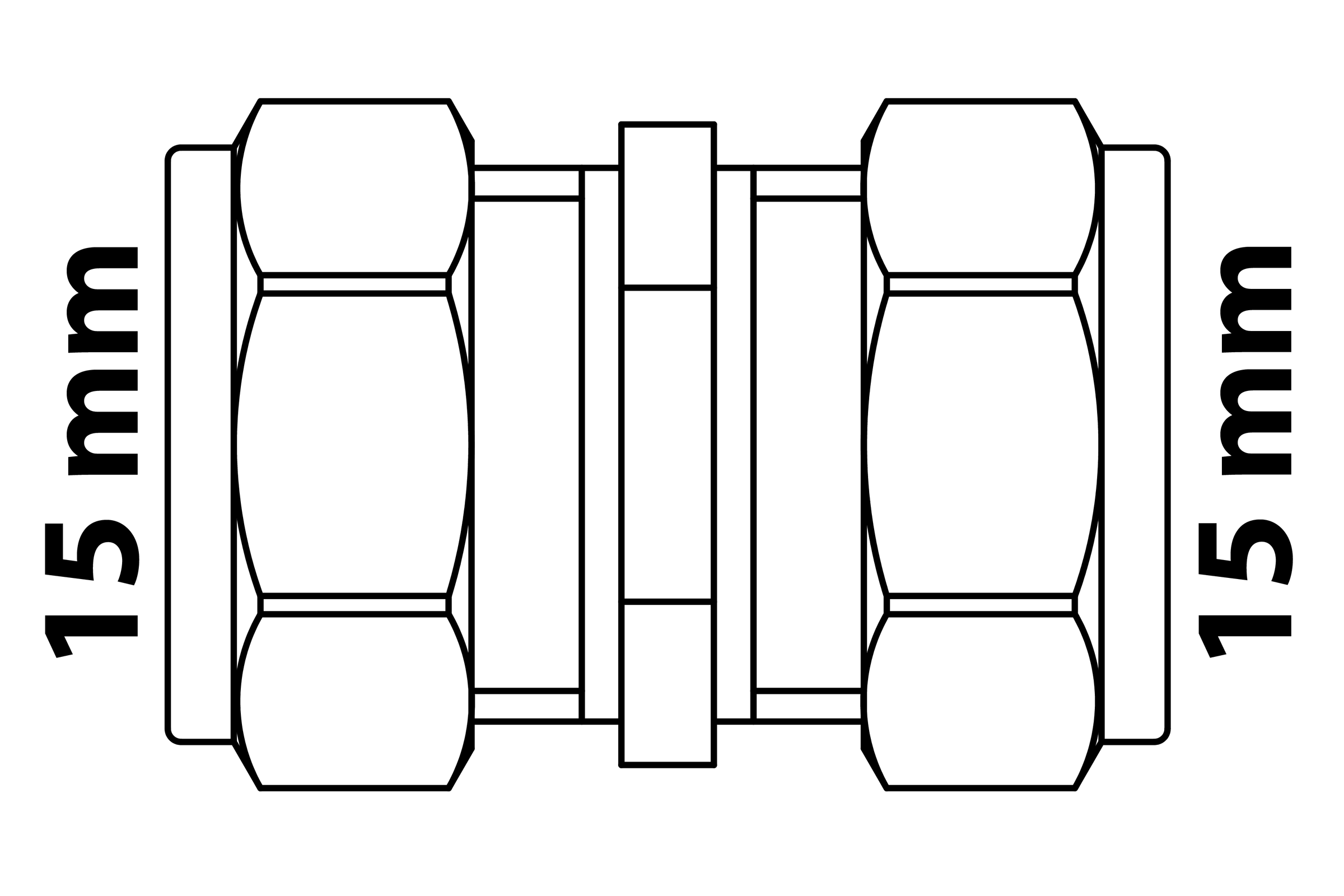 MS Verbindungsstück, blank, 15 mm, Klemmfitting für CU-Roh