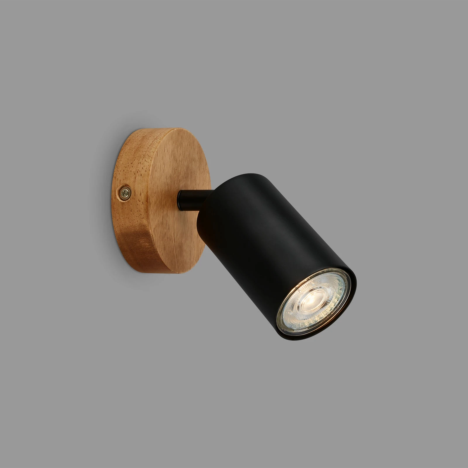 Spot, schwarz, mit Holz, exkl. 1xGU10 9W