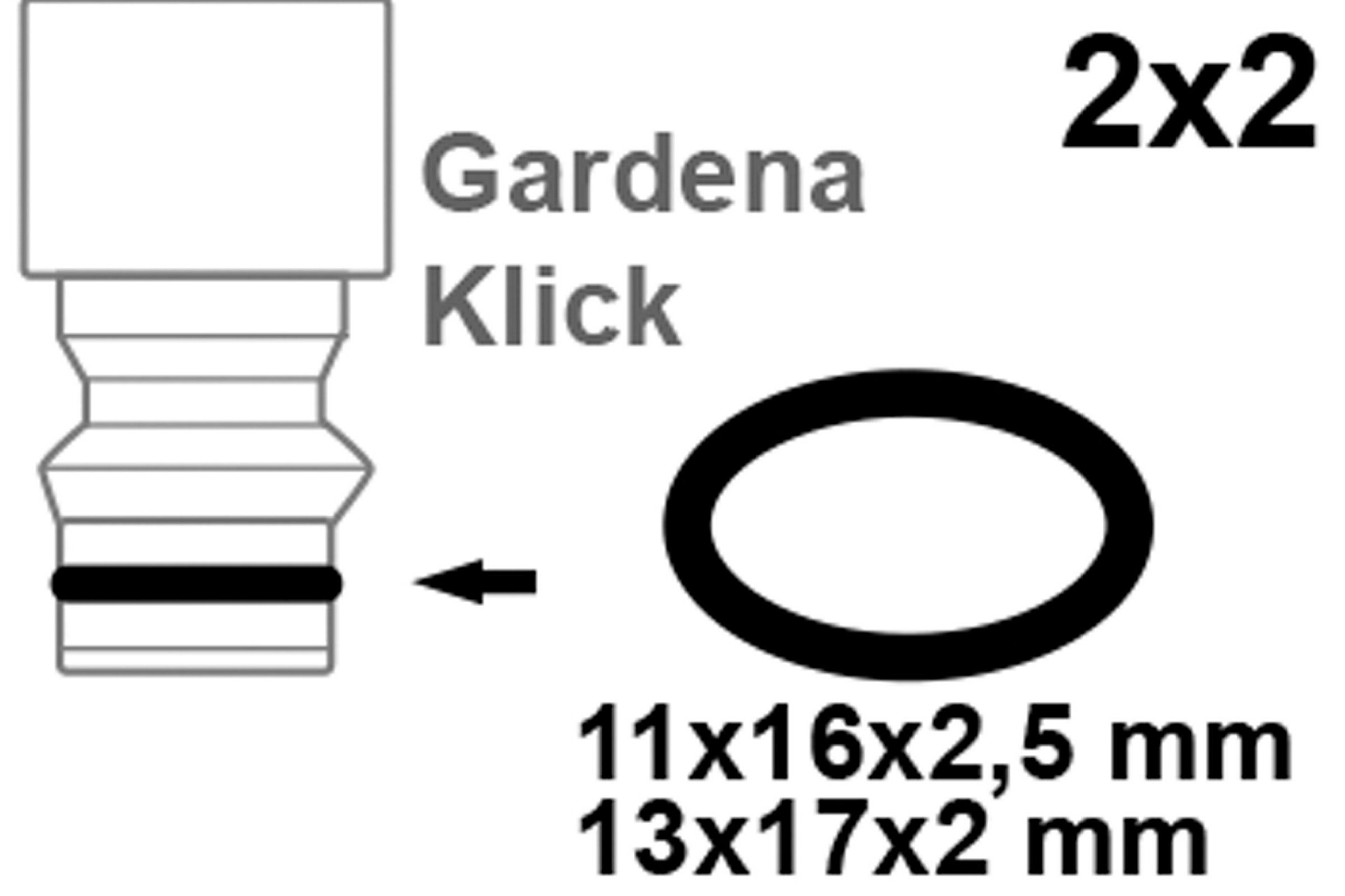 O-Ring, Gummi, 11 x 16 x 2,5/13 x 17 x 2 mm, für Gardena Klicksystem (2x2)