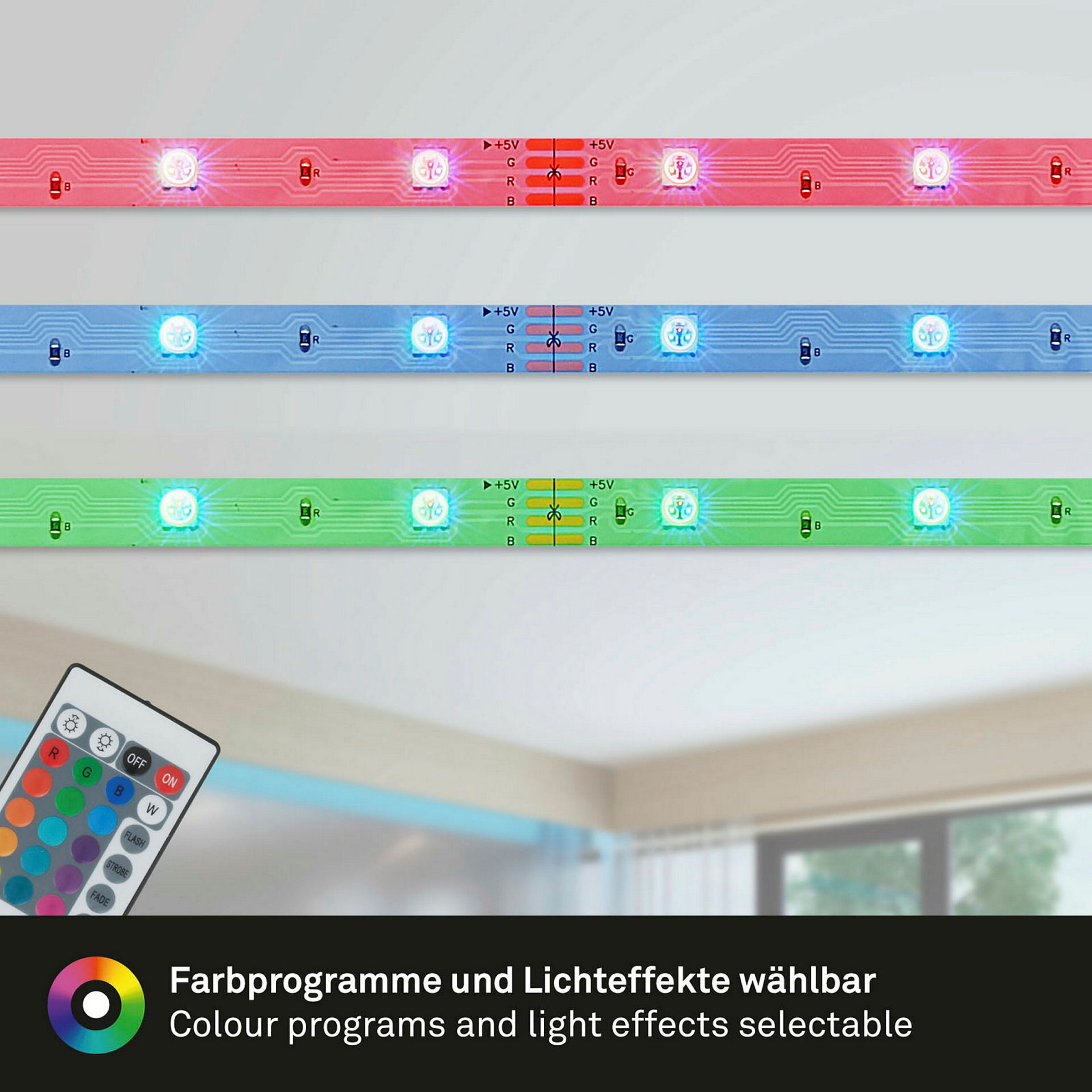 RGB-LED Flexband, 5m, 150xRGB-LED/0,04W, inkl. USB