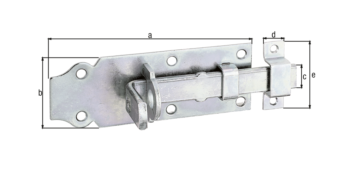 Schlossriegel, ger. m.Schlaufe 100x44x16 mm, vz-disp.