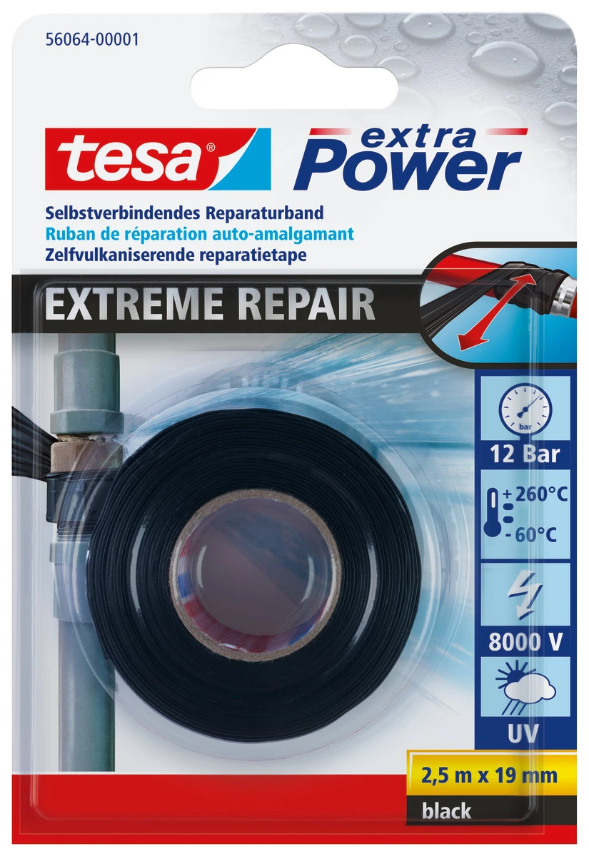 tesa® Extreme Repair Reparaturband, schwarz, 2,5m