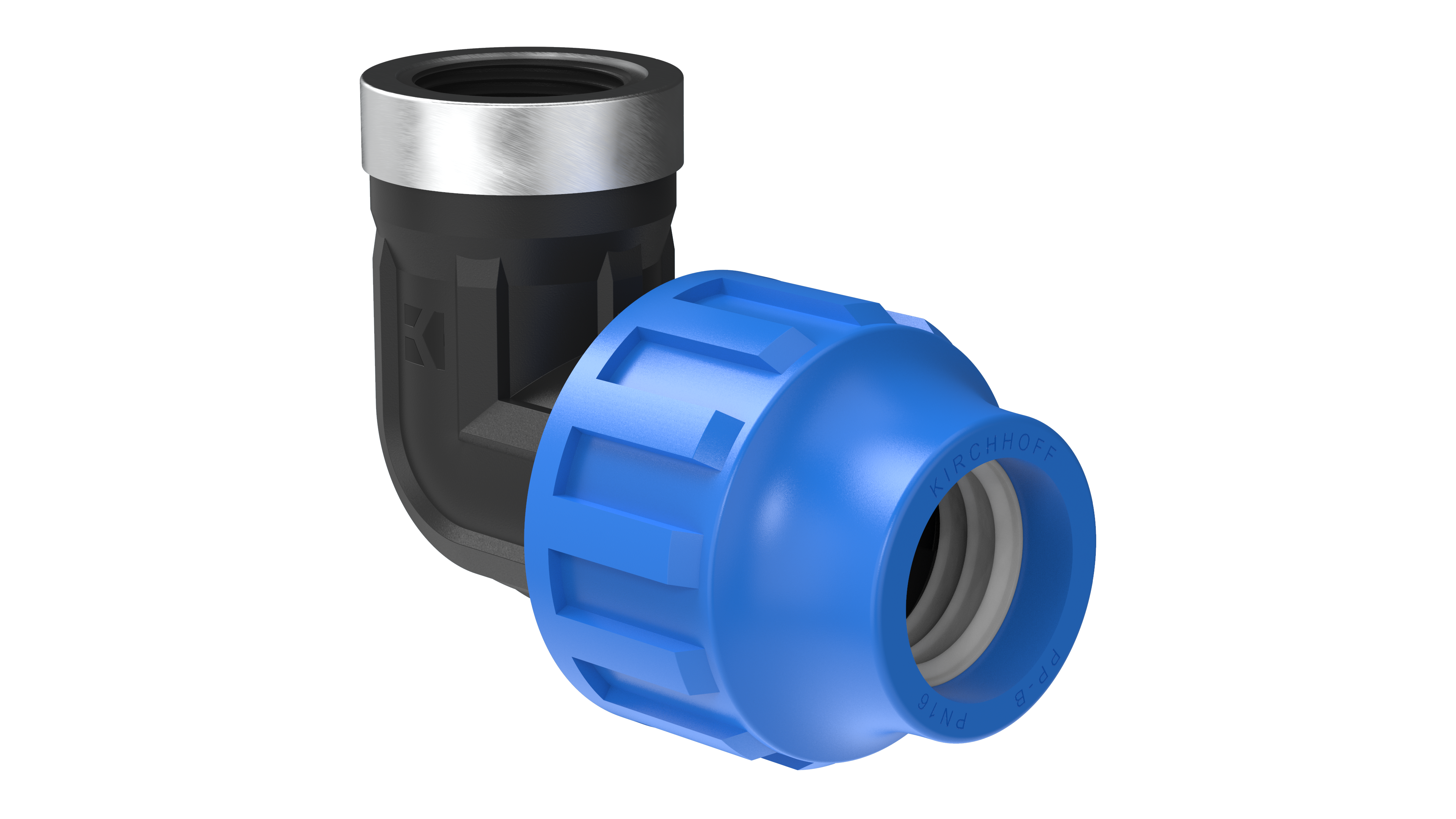 PP Winkel 90°, 32 mm x 1''IG, Klemmfitting für HDPE