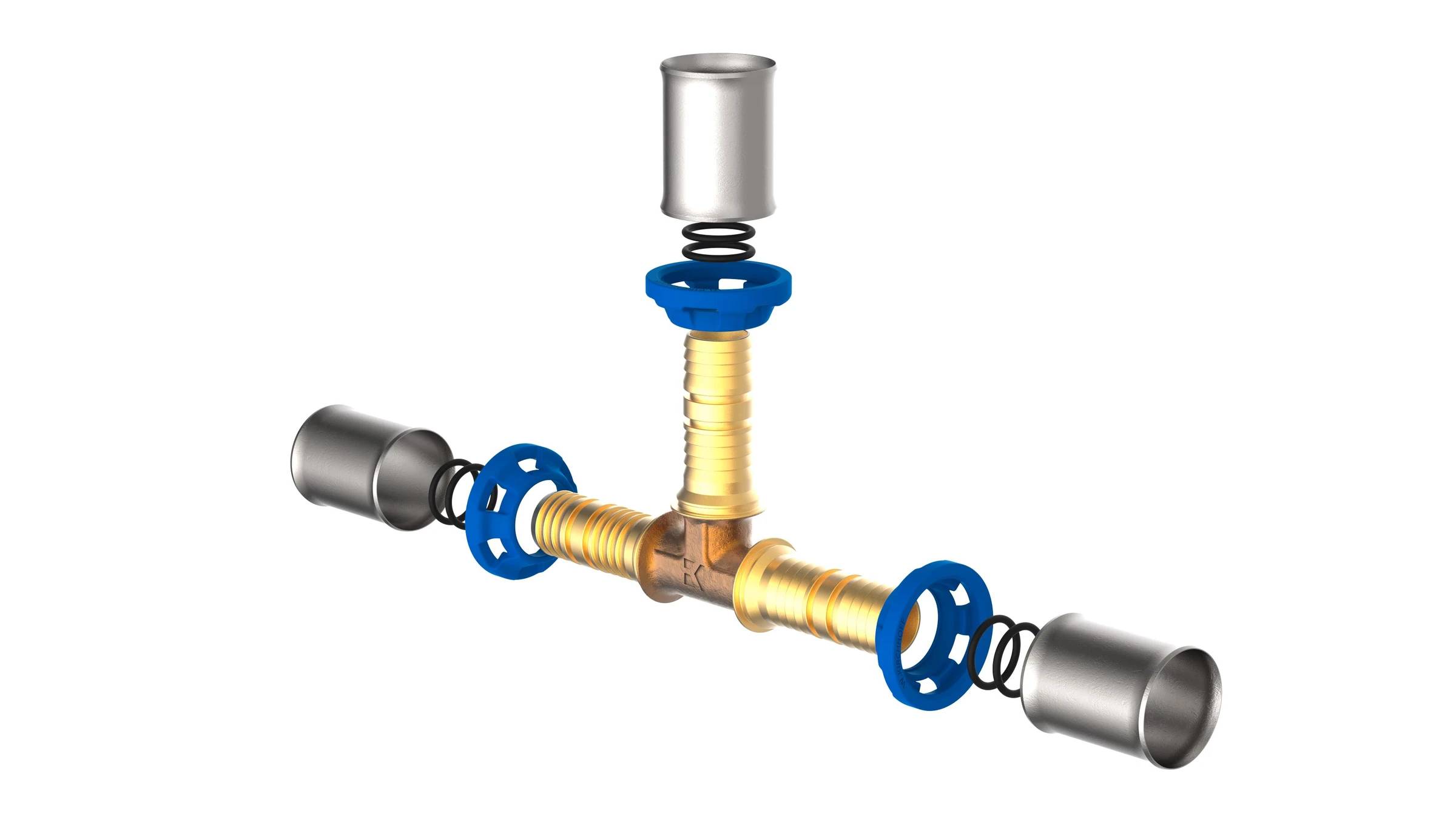 MS T-Stück, blank, 20 mm, Pressfitting für MSVR