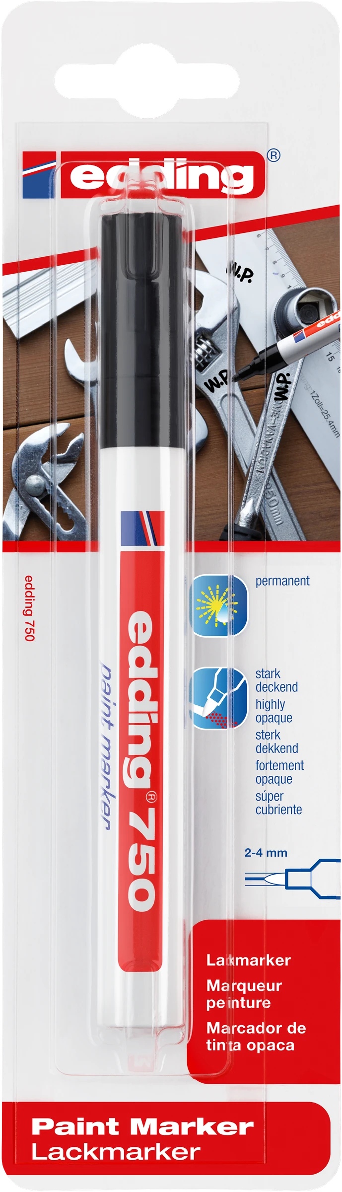edding 750 Lackmarker 1er-Blister schwarz B2C