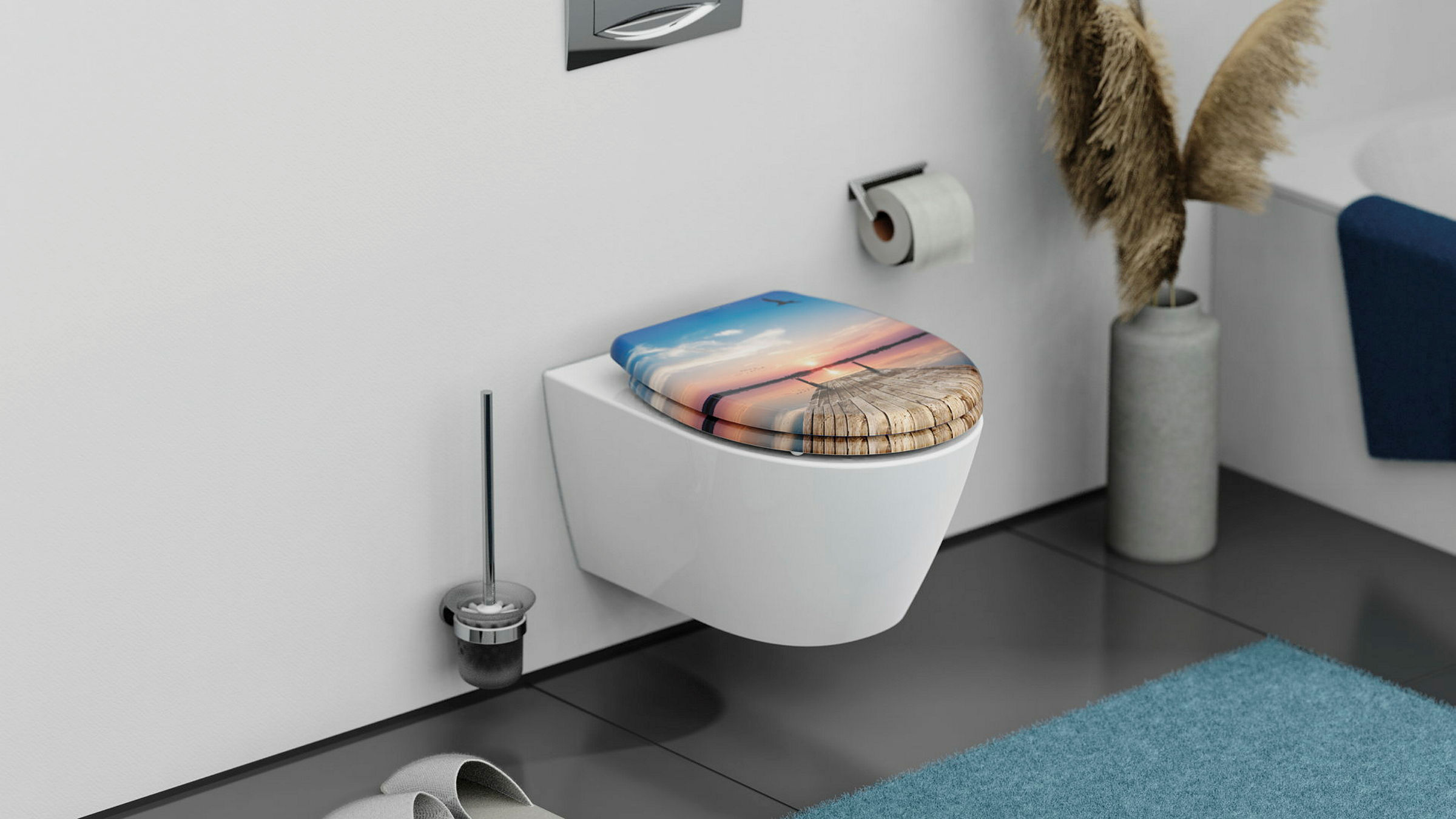 Duroplast WC-Sitz SUNSET SKY, mit Absenkautomatik und Schnellverschluss