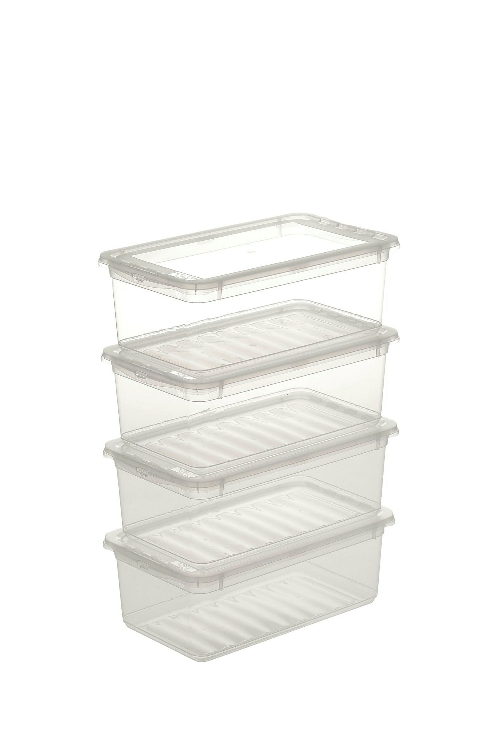 keeeper Aufbewahrungsboxen, 4 X 5,5 L, 33 x 19,5 x 12 cm, Bea, Transparent
