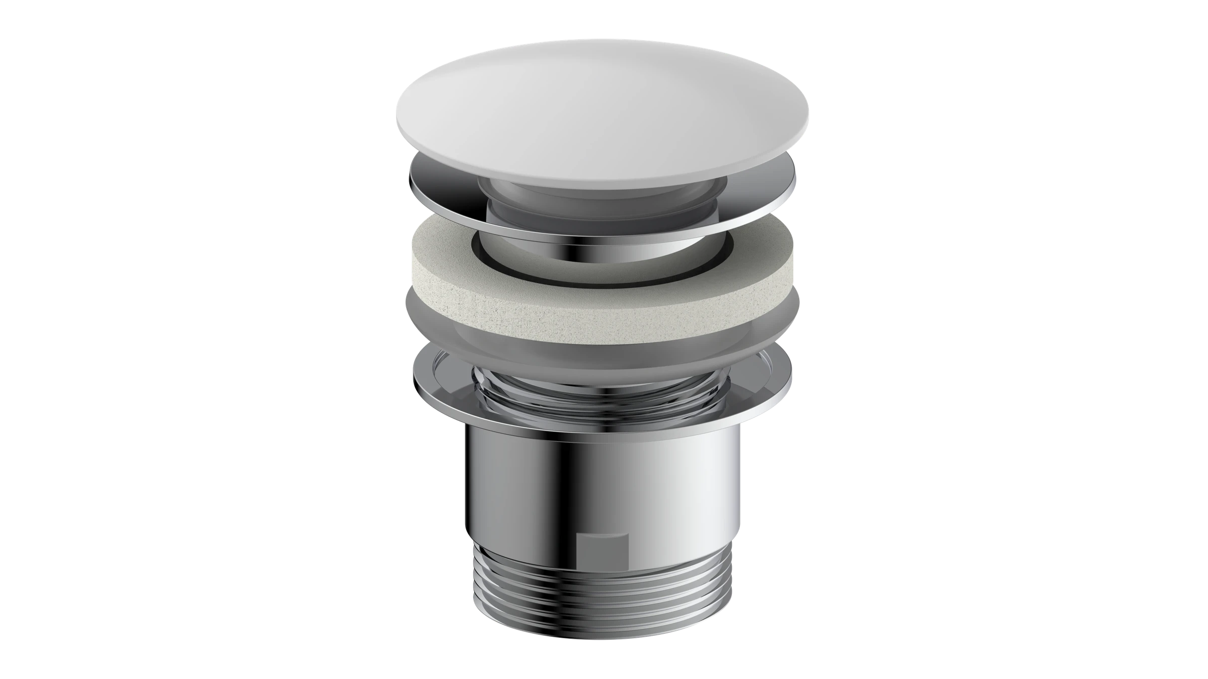 Design-Ablaufventil, Kappe Weiß, 1 1/4 x 65 mm, mit Überlauf