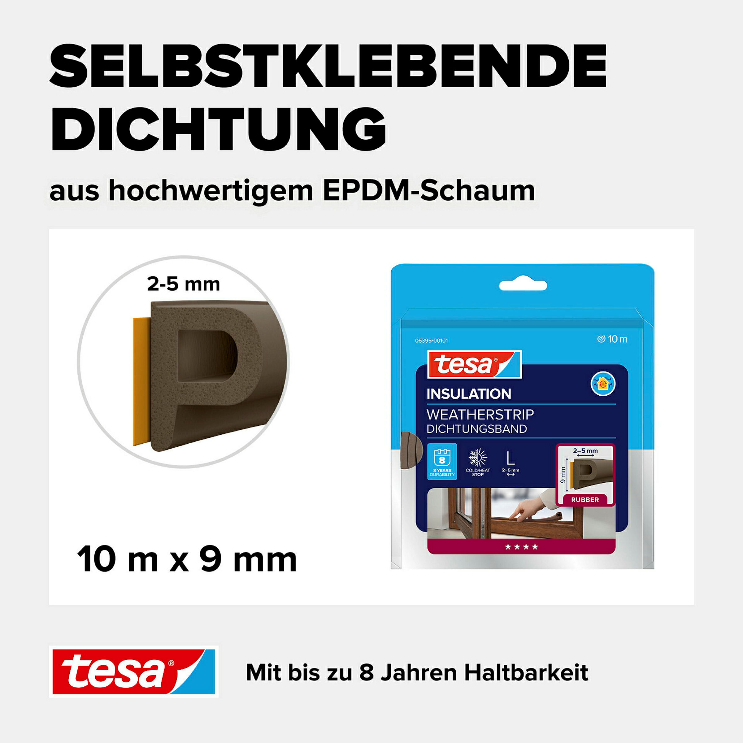 tesamoll® P-Profil braun, für Spalten von 2-5mm