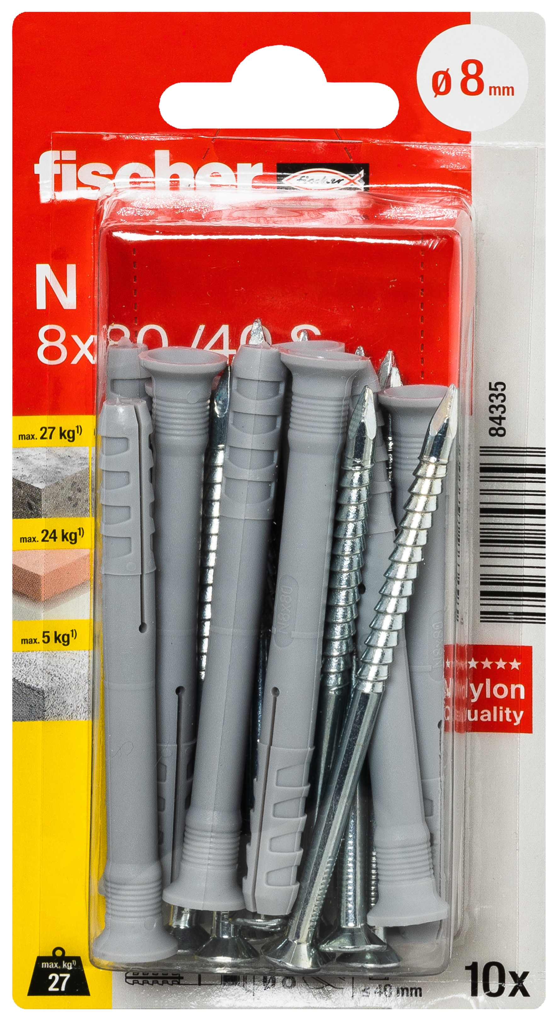 fischer Nageldübel N 8 x 80 / 40 S mit Schraube