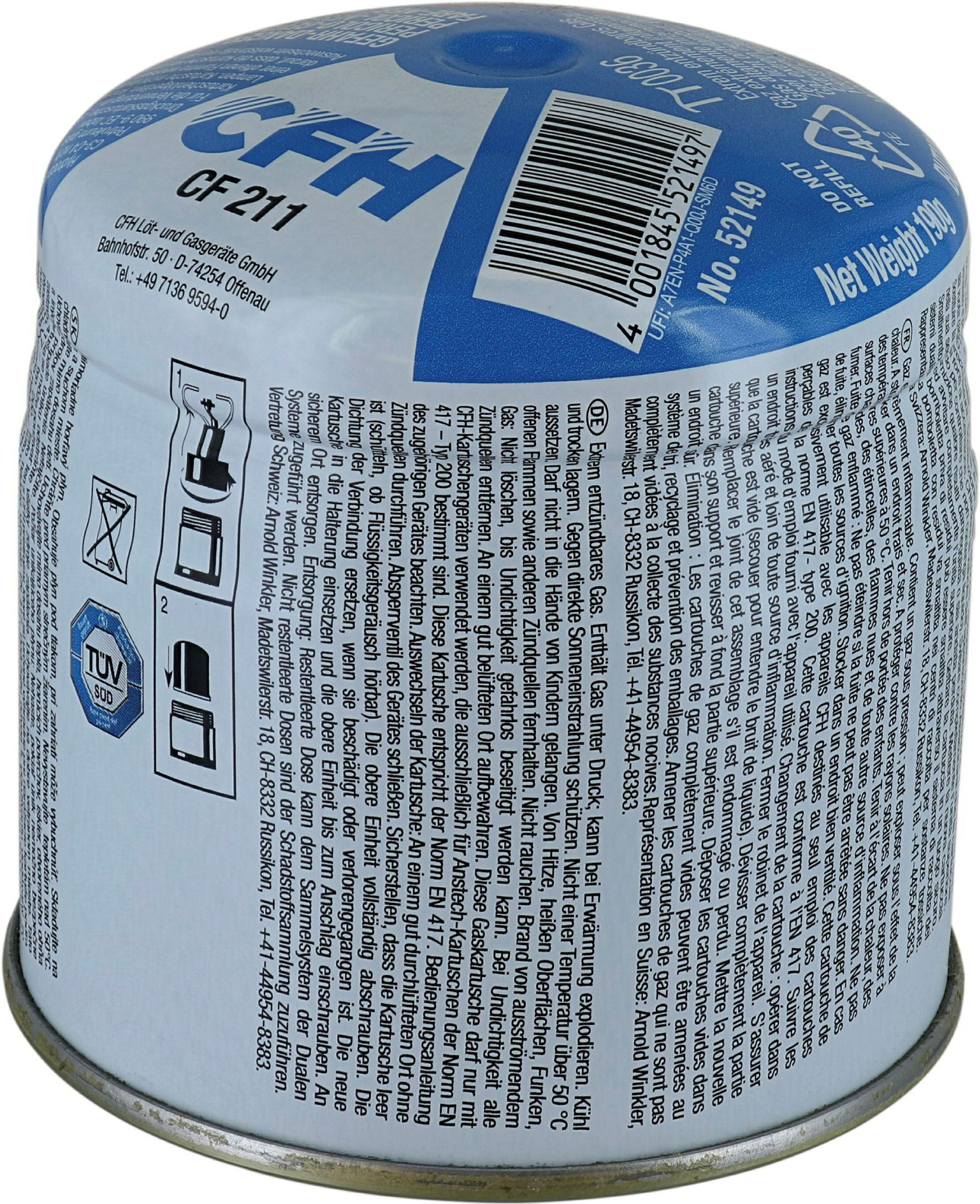 Butandruckgaskartusche 190 g