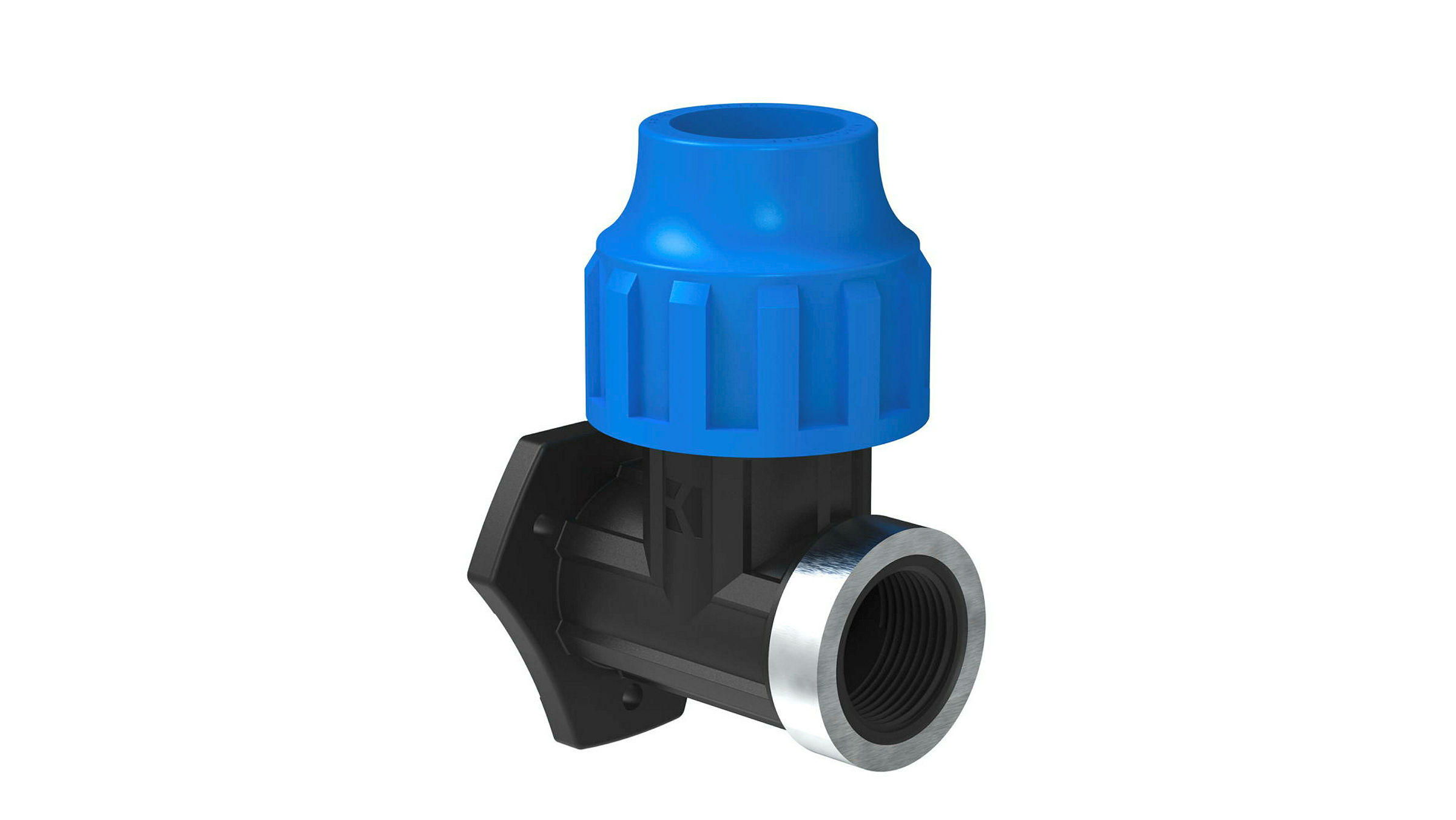 PP Wandscheibe, 25 mm x 3/4''IG, Klemmfitting für HDPE, DVGW zertifiziert