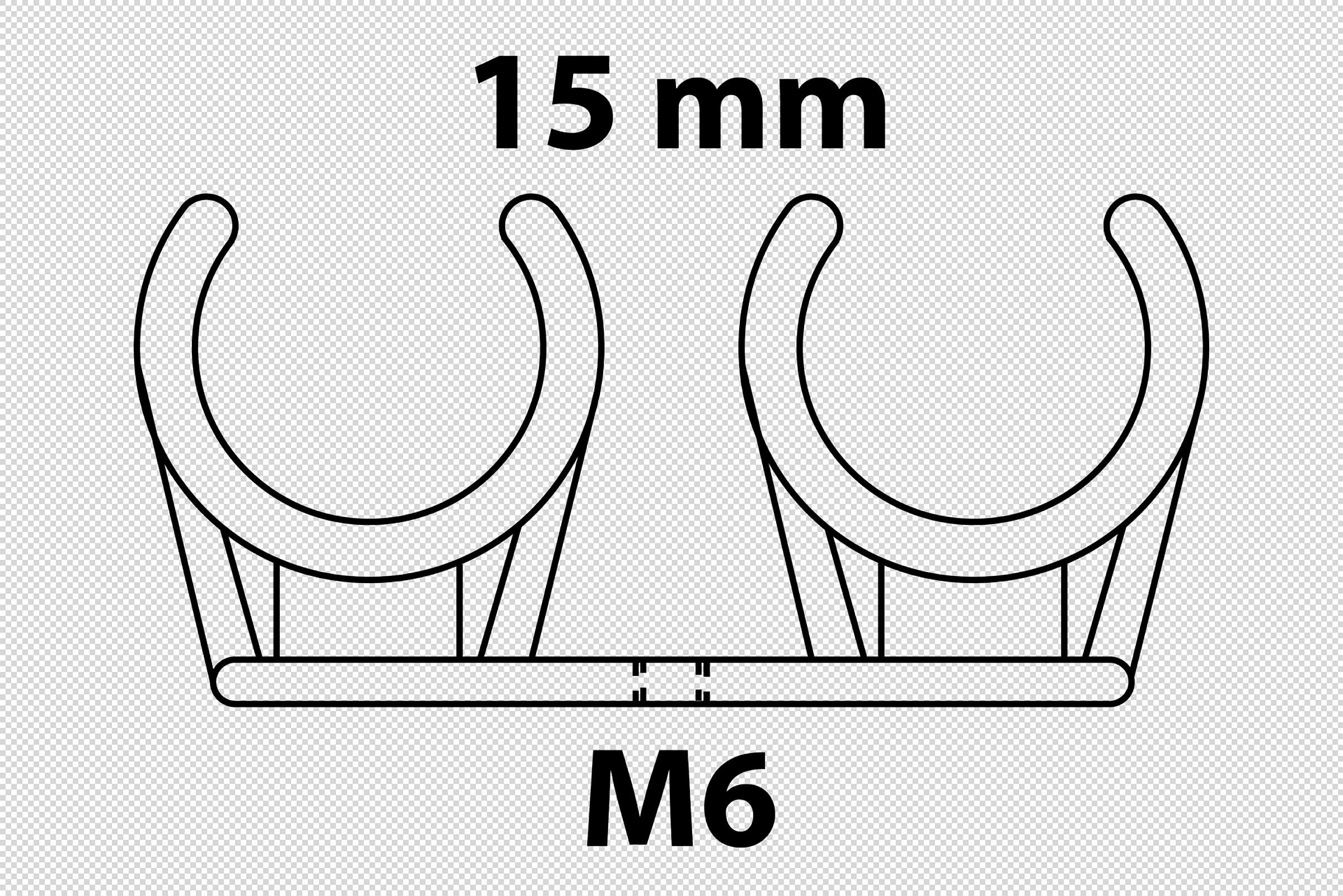 Rohrclip doppelt, 15 mm, mit M6 Gewindehülse (10x)