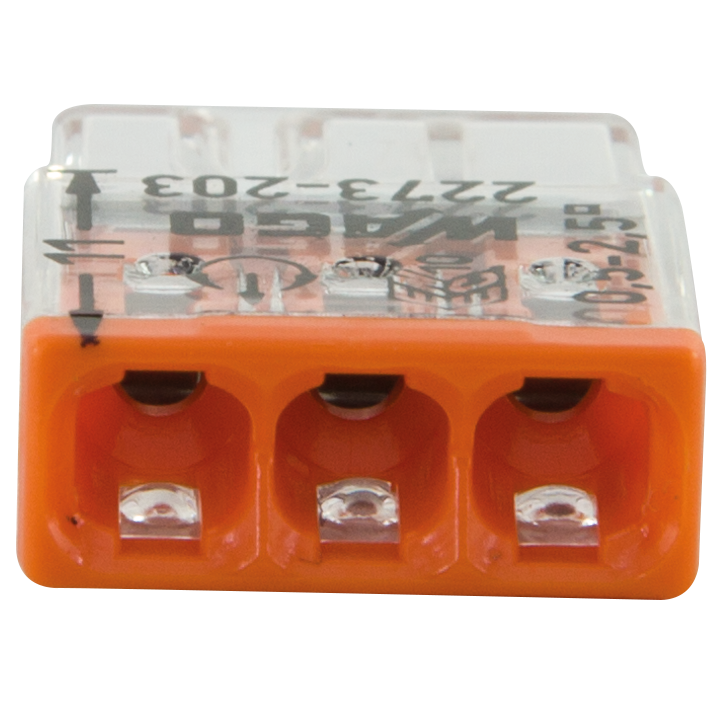 WAGO Compact-Verbindungsklemme, 3-fach, orange, 25 Stück