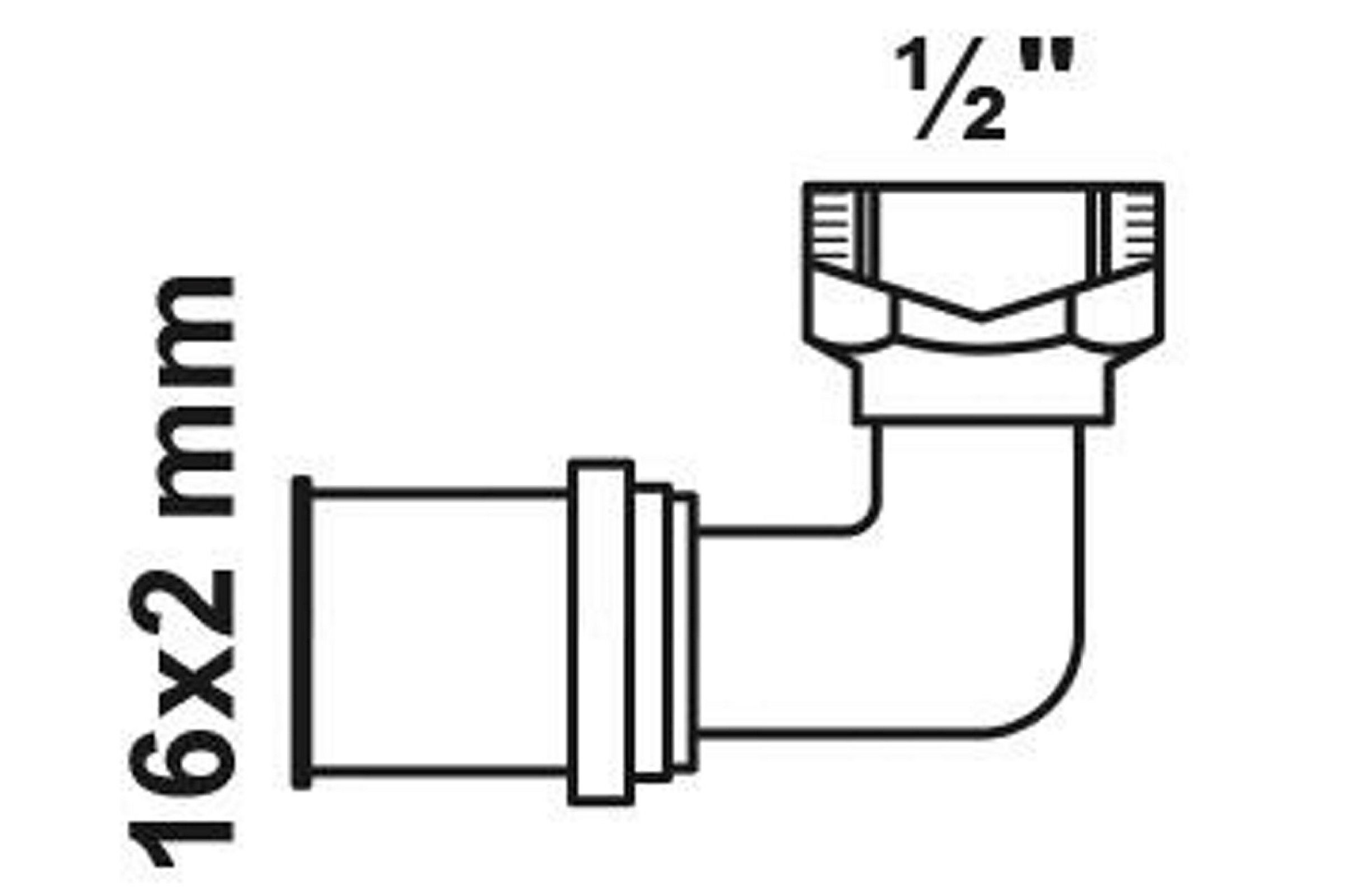 MS Winkel 90 , blank, 16 mm x 1/2''IG, Pressfitting für MSVR