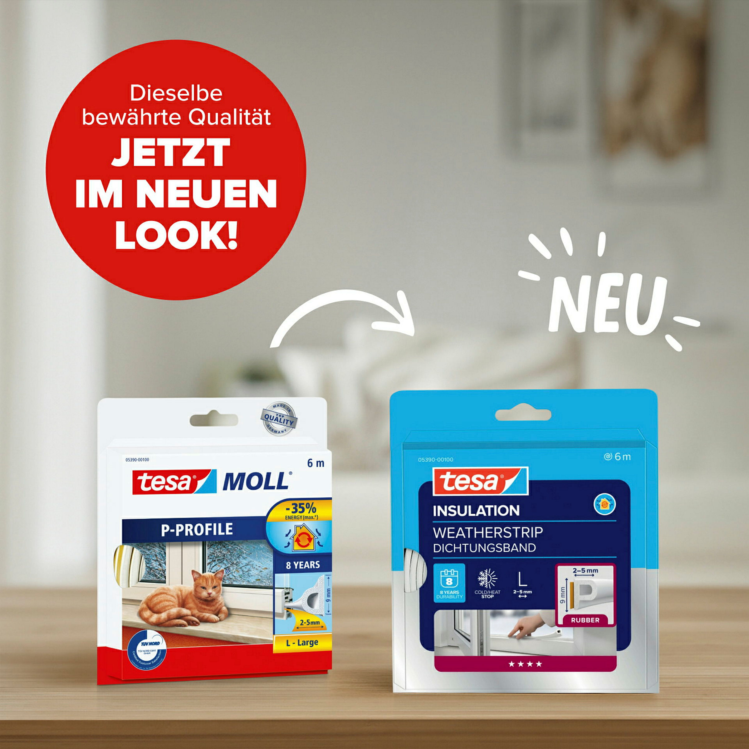 tesamoll® P-Profil weiß, für Spalten von 2-5mm
