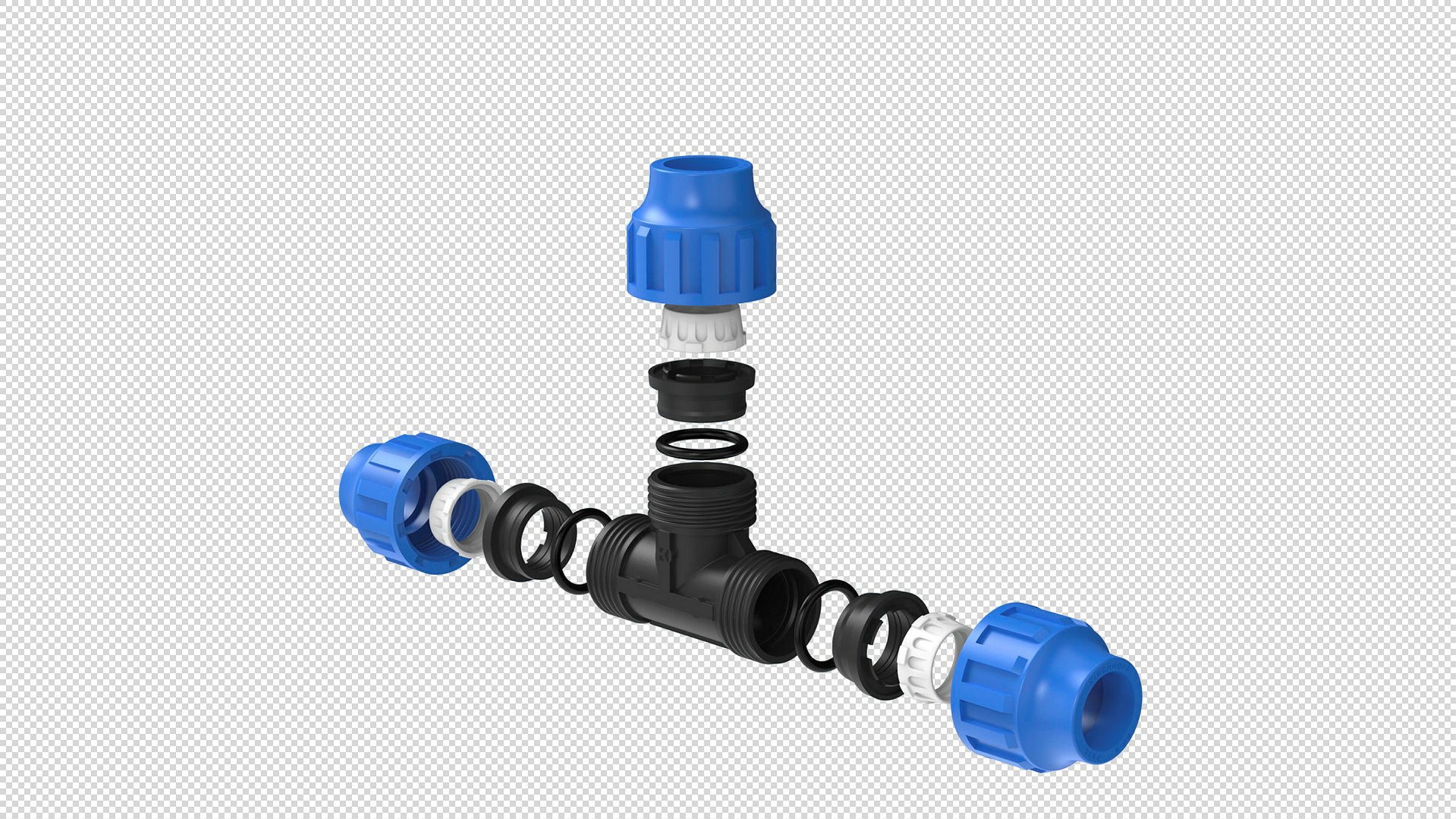 PP T-Stück, 20 mm, Klemmfitting für HDPE