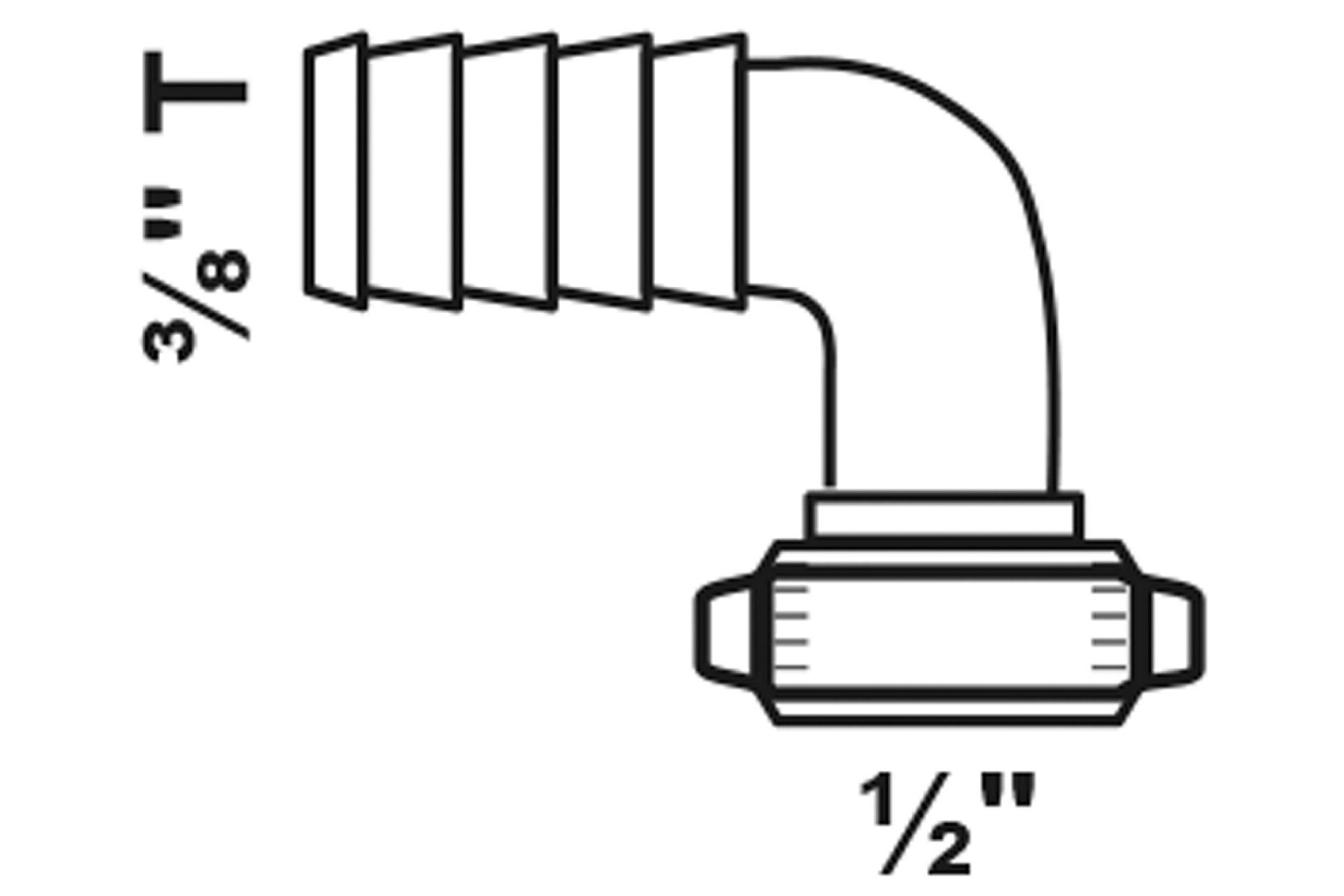 MS Halbe Winkel-Schlauchverschraubung, blank, 1/2''M x 3/8''T