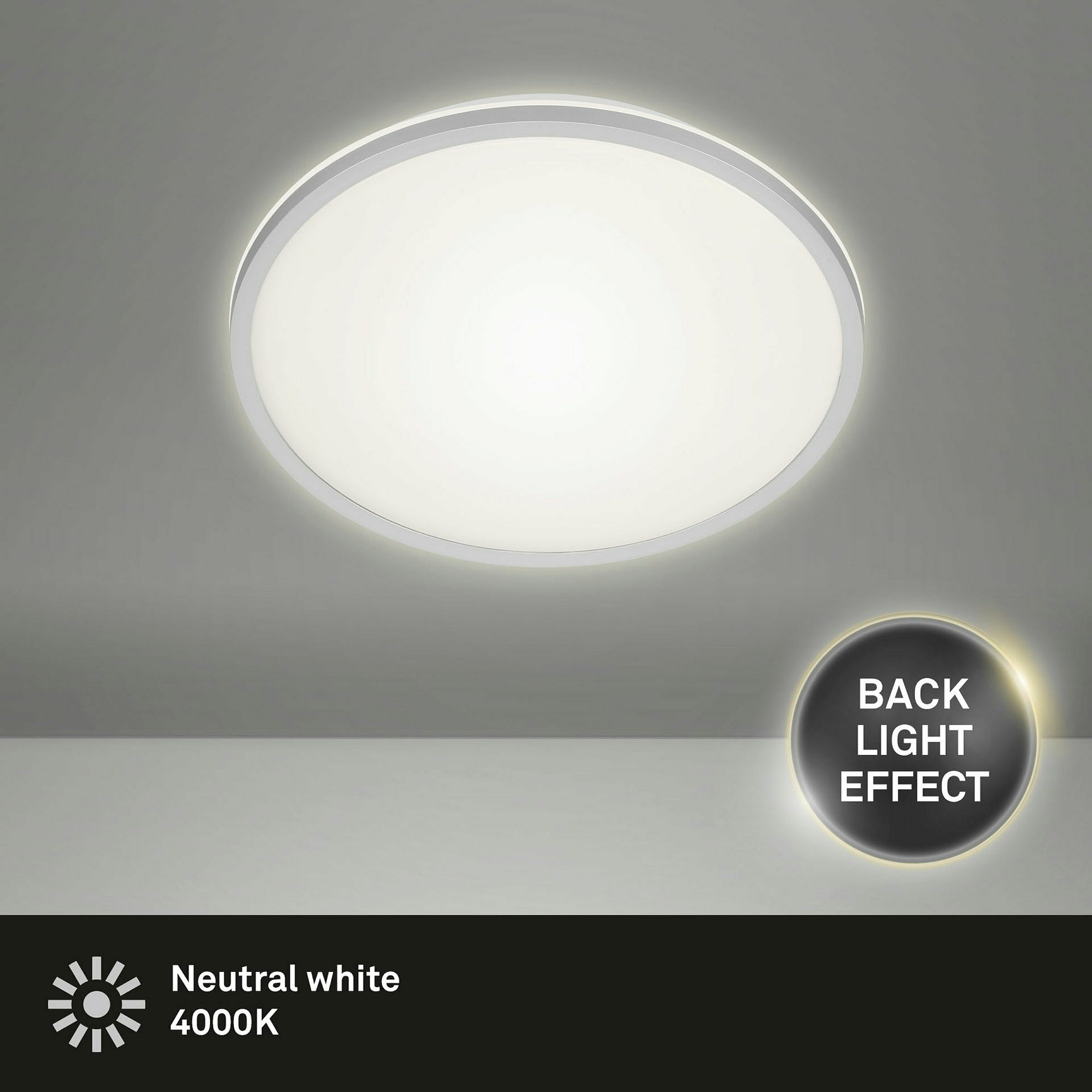 LED Deckenleuchte mit Backlighteffekt, silberfarbig, 1xLED/15W