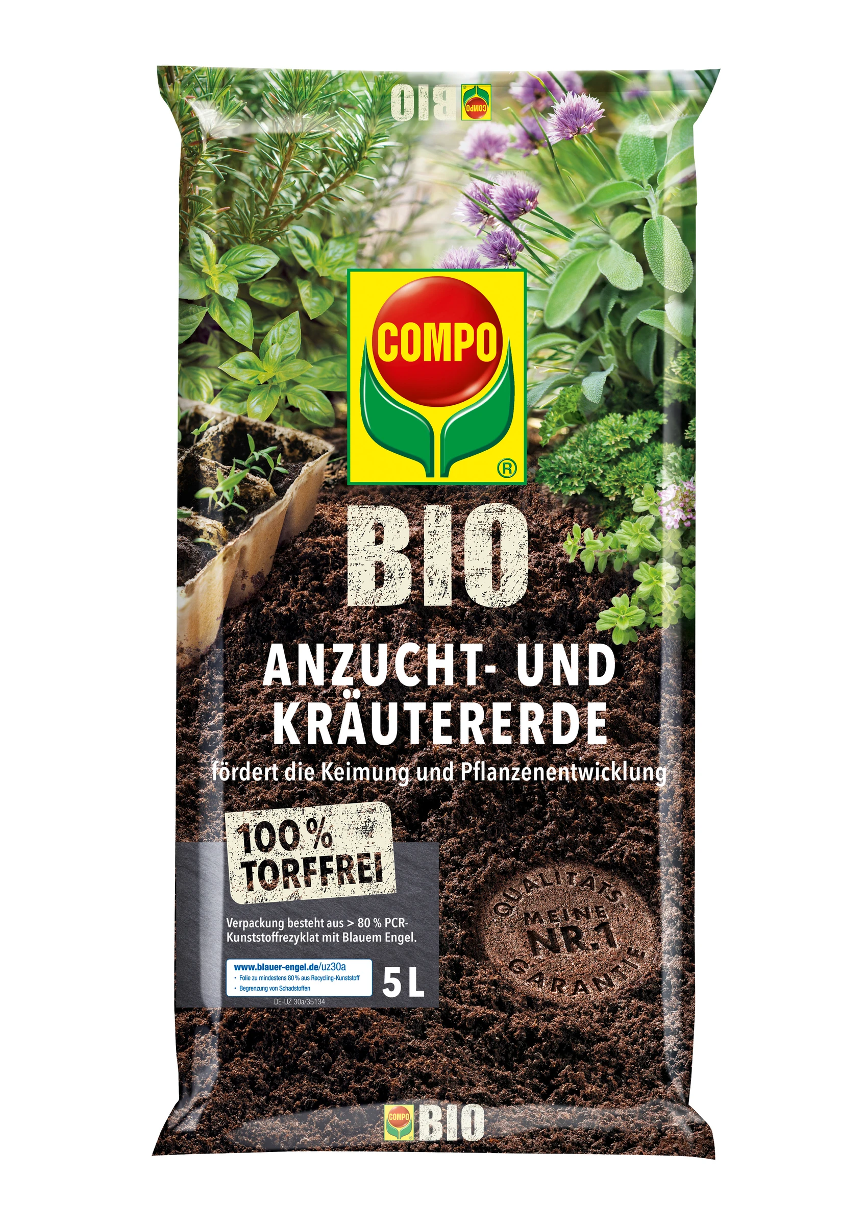 COMPO BIO Anzucht- und Kräutererde torffrei 5 L