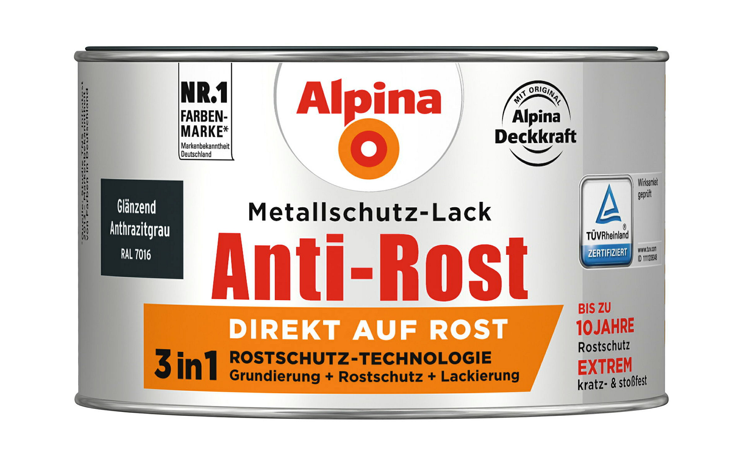Alpina Metallschutzlack Anti-Rost Anthrazitgrau 300ml glänzend