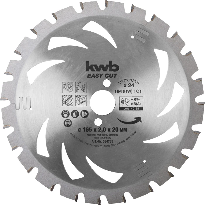 EASY CUT Du nnschnitt-Kreissägeblatt, hartmetallbestu ckt, ø 165 x 20 mm