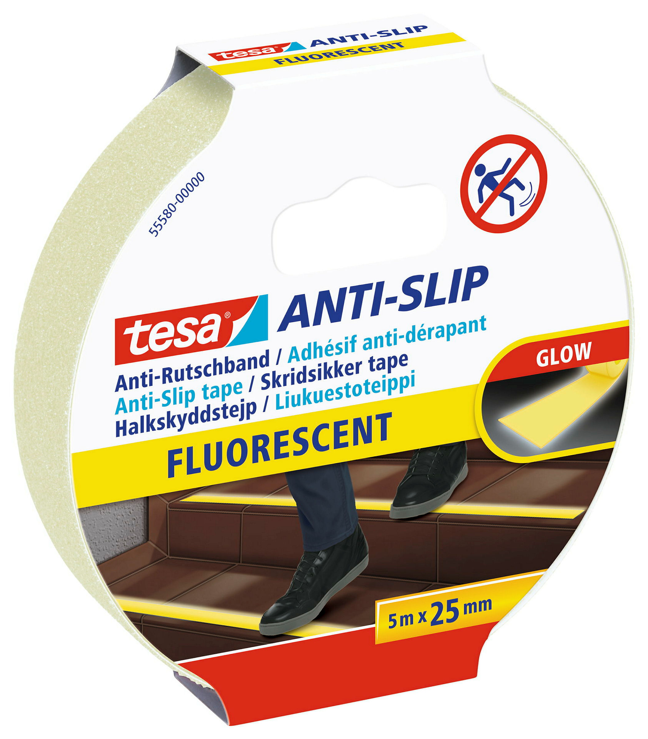 tesa® Anti Rutschband fluoreszierend, 5 m : 25 mm