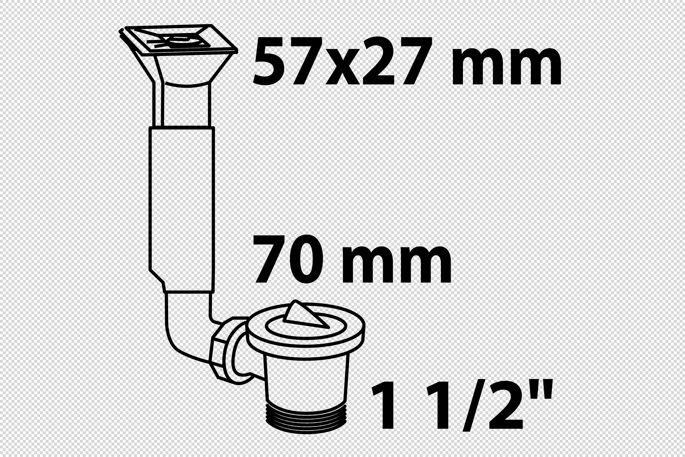 ECO-SAVE KS Spülen-Ab- und Überlaufventil, Grau, 1 1/2''AG x 70 mm, für Tro