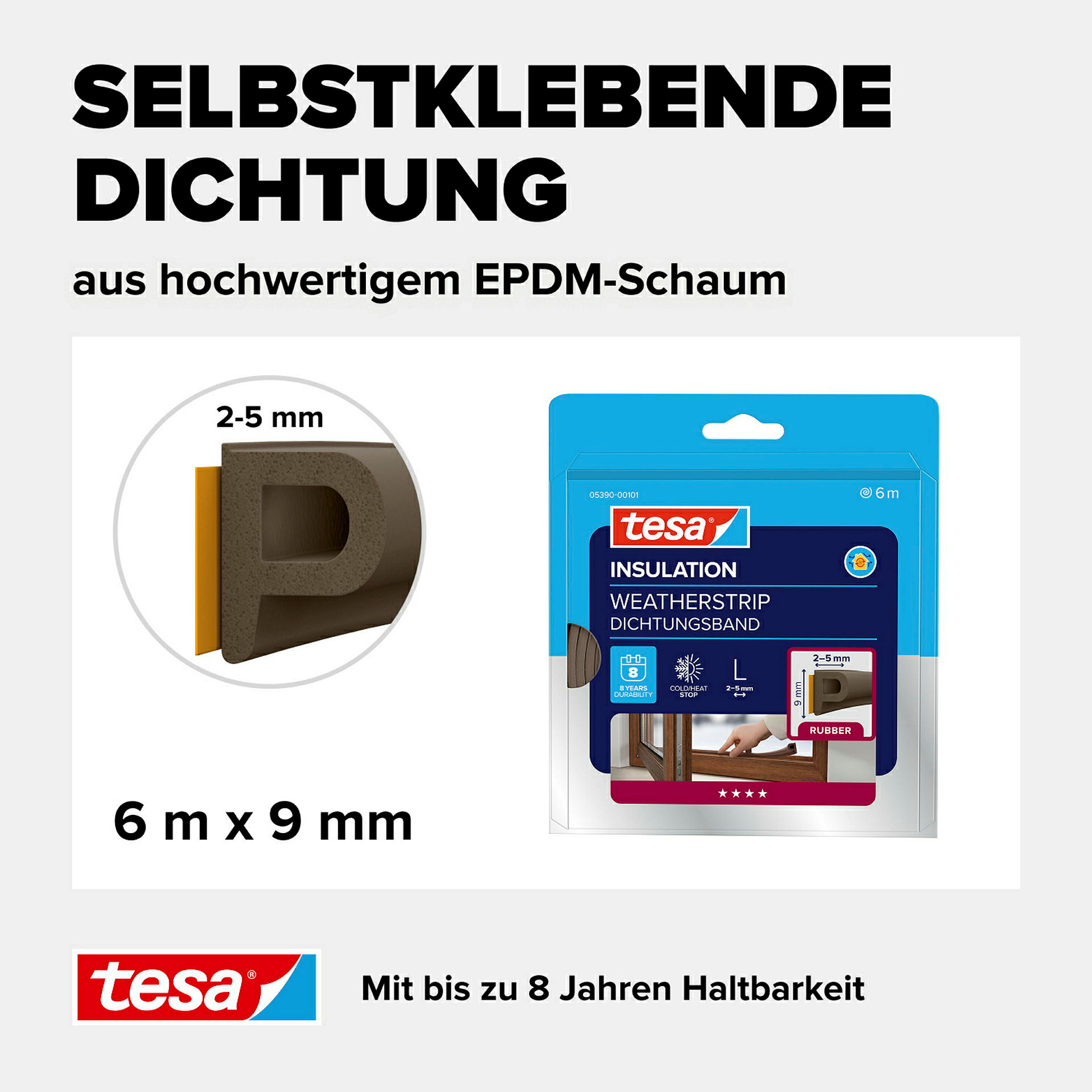 tesamoll® P-Profil braun, für Spalten von 2-5mm