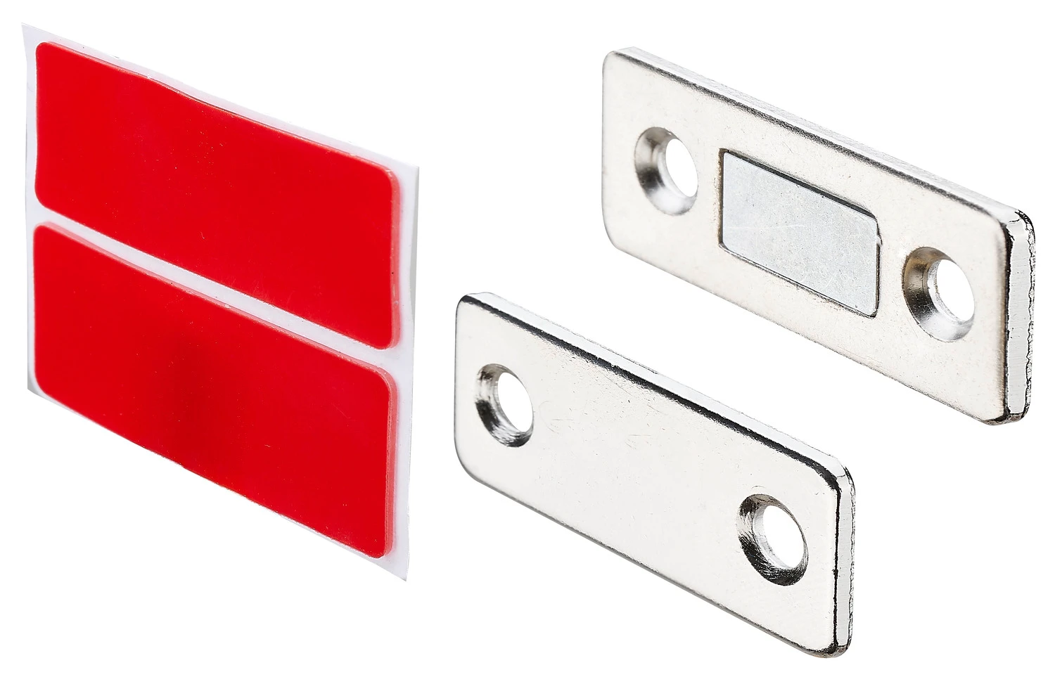 Flachmagnet 42x16mm Stahl vernickelt, 2 Stück