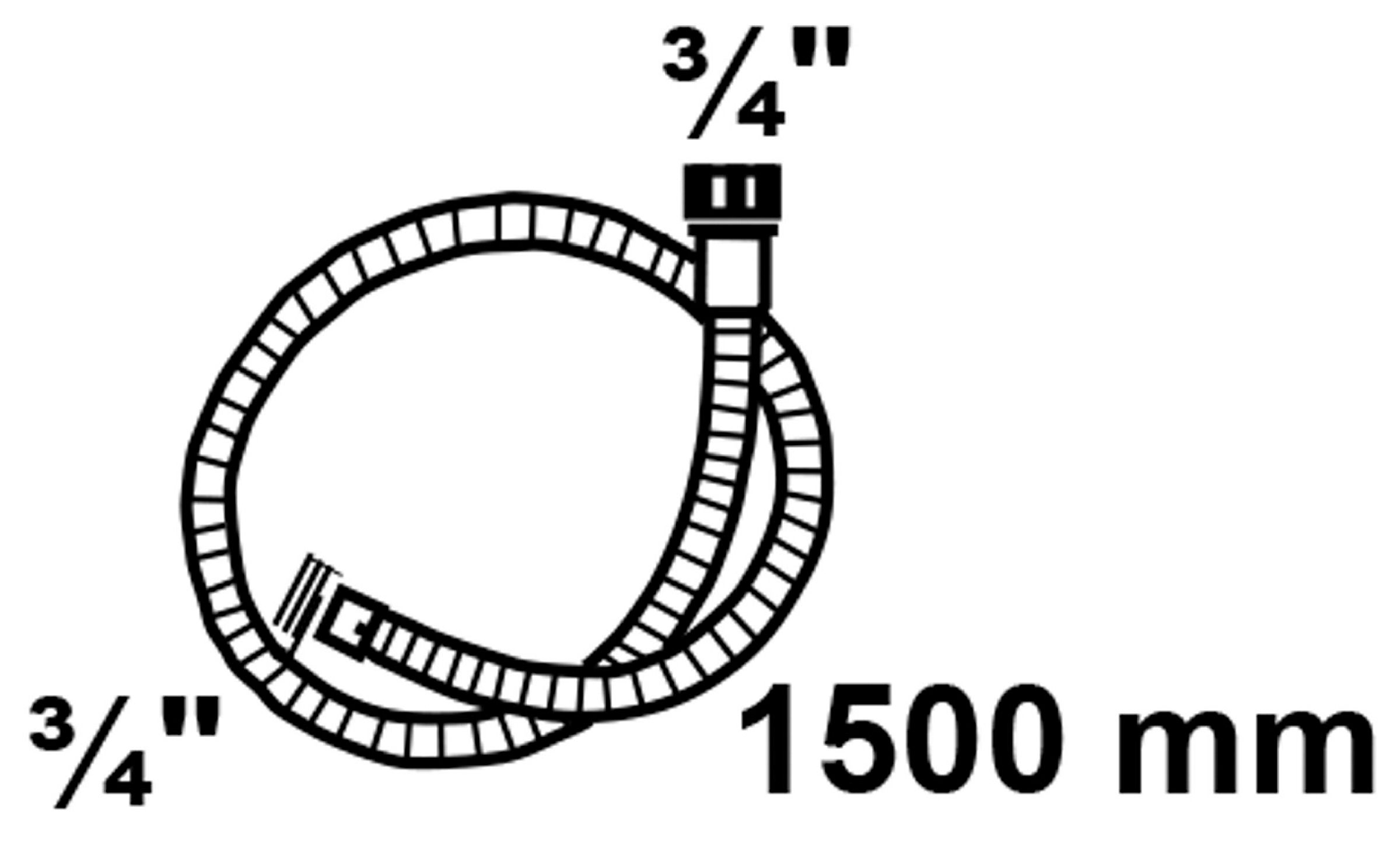 WAS Zulaufschlauch-Verlängerung, 3/4''AG x 1,5 m x 3/4''IG