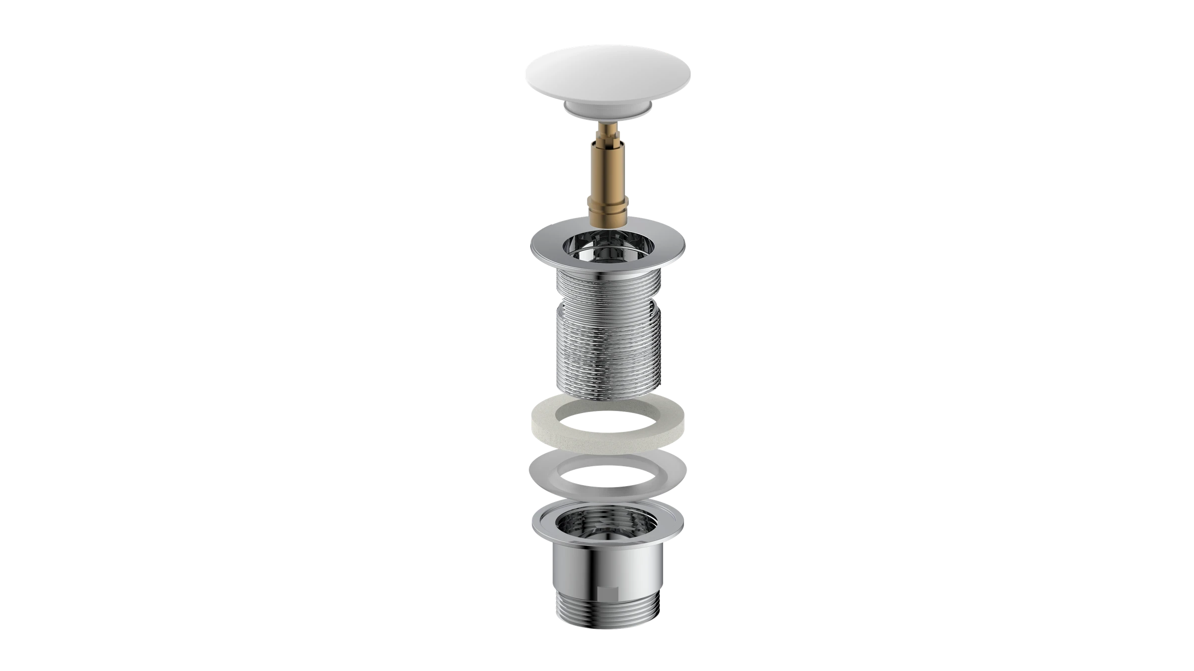 Design-Ablaufventil, Kappe Weiß, 1 1/4 x 65 mm, mit Überlauf