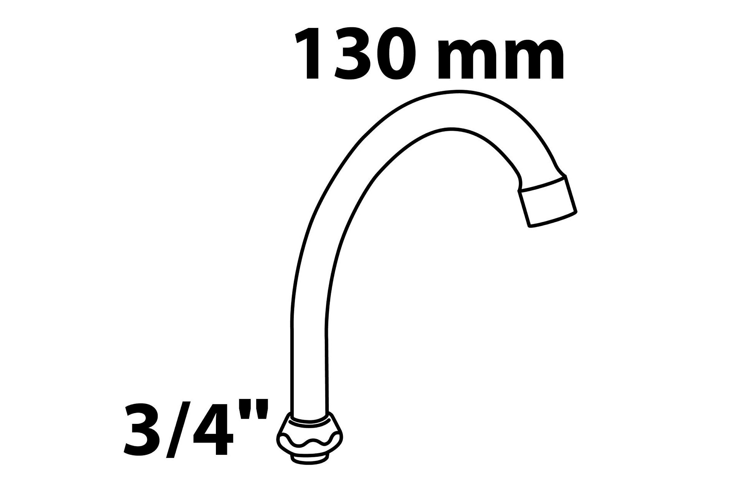HU-Rohrauslauf, Chrom, 3/4'' x 130 mm