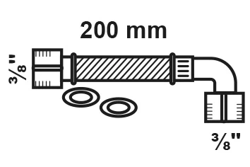 Flexibler Spülkasten-Anschlussschlauch, 3/8''IG x 200 mm x 3/8''IG, einseit
