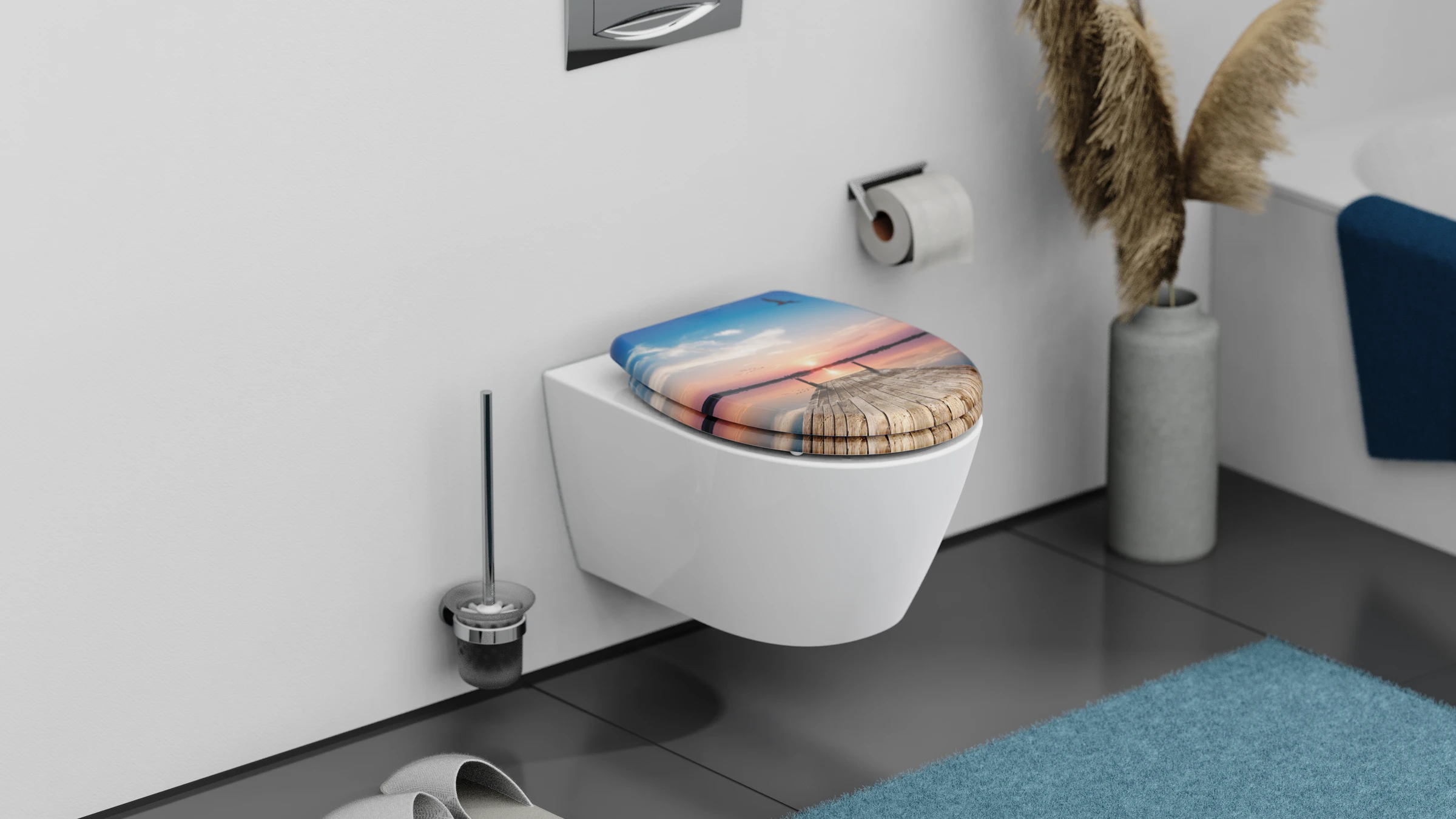 Duroplast WC-Sitz SUNSET SKY, mit Absenkautomatik und Schnellverschluss