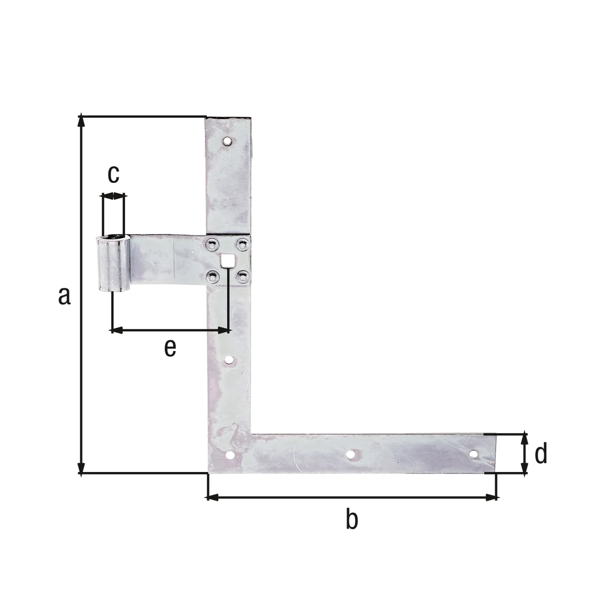 Fensterladen-Winkelband gerade Abschluss gerade 250x200Ø13 unten verzinkt