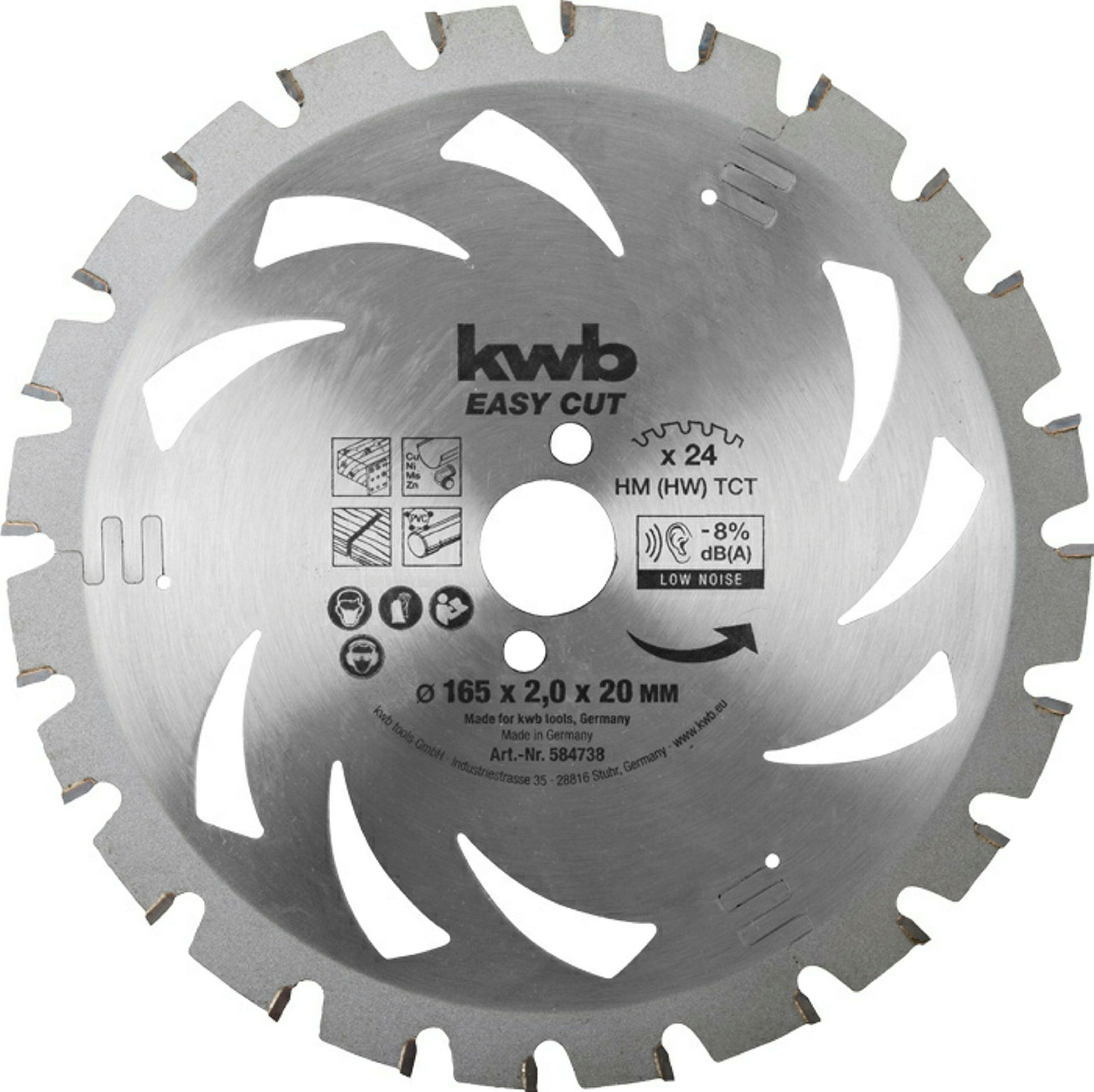EASY CUT Du nnschnitt-Kreissägeblatt, hartmetallbestu ckt, ø 165 x 20 mm