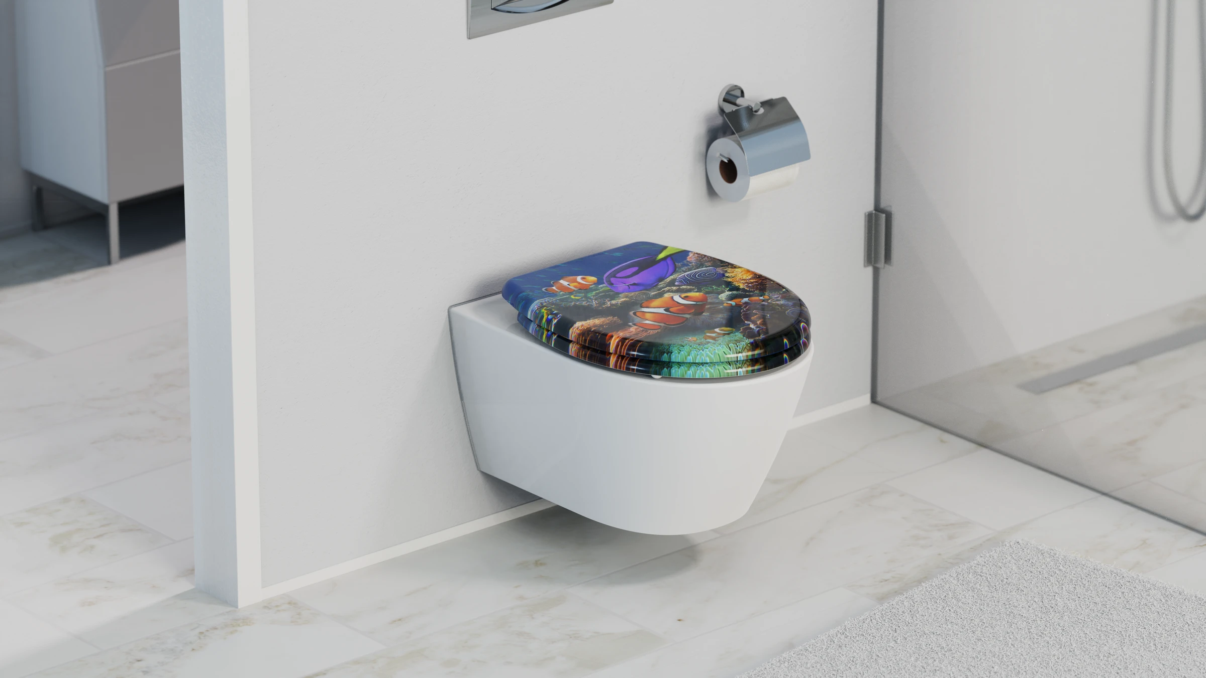Duroplast WC-Sitz SEA LIFE, mit Absenkautomatik und Schnellverschluss