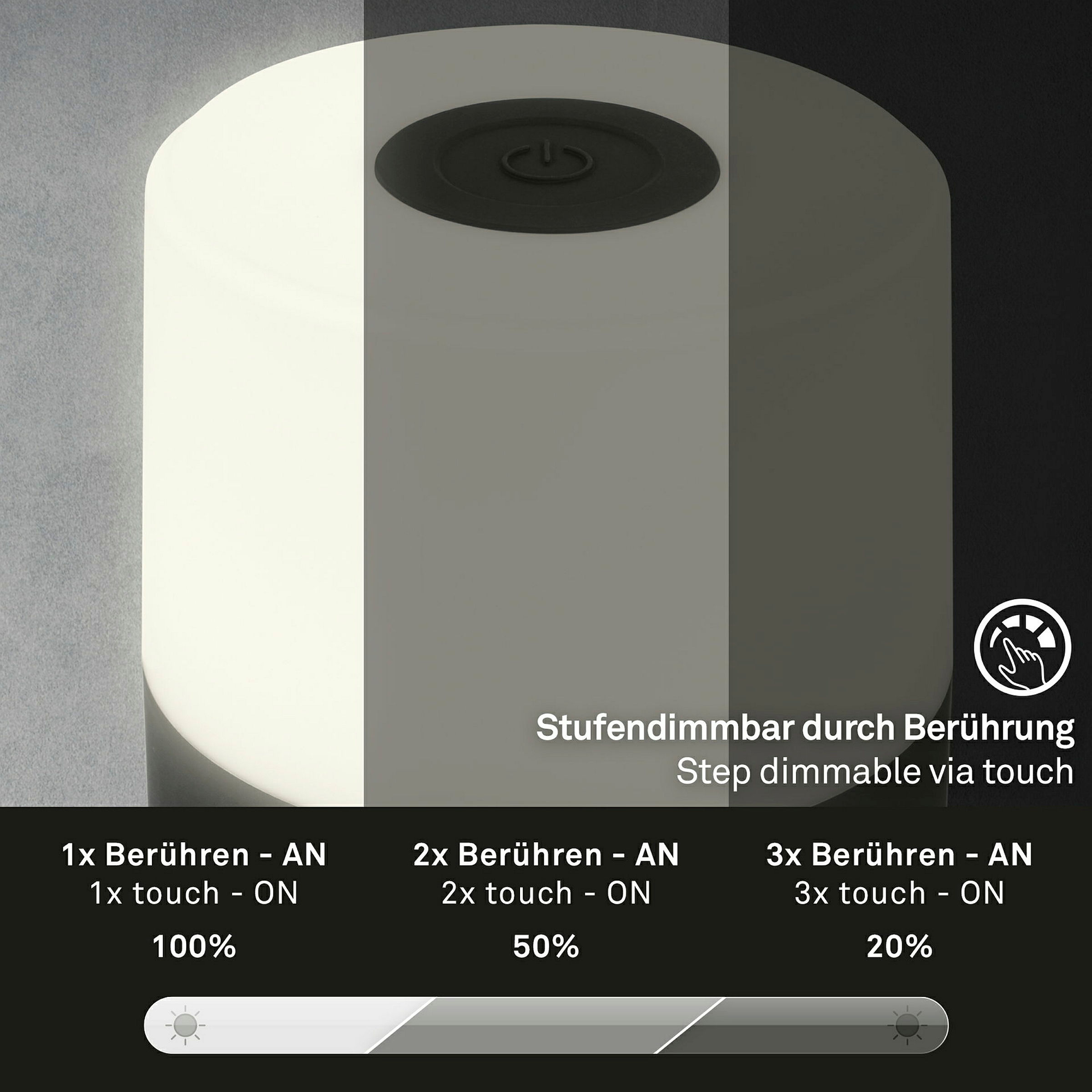SMAL Akku LED Tischleuchte, Schwarz, 1xLED/2W