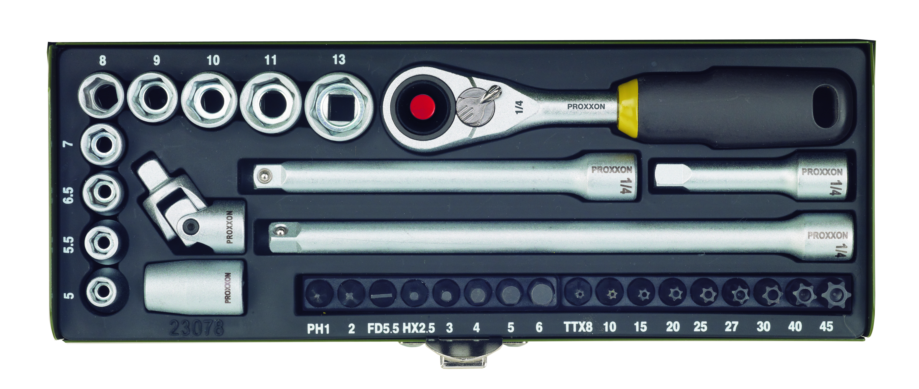PROXXON-Feinmechaniker-Steckschlüssel- und Schraubersatz 1/4'' (32-teilig)