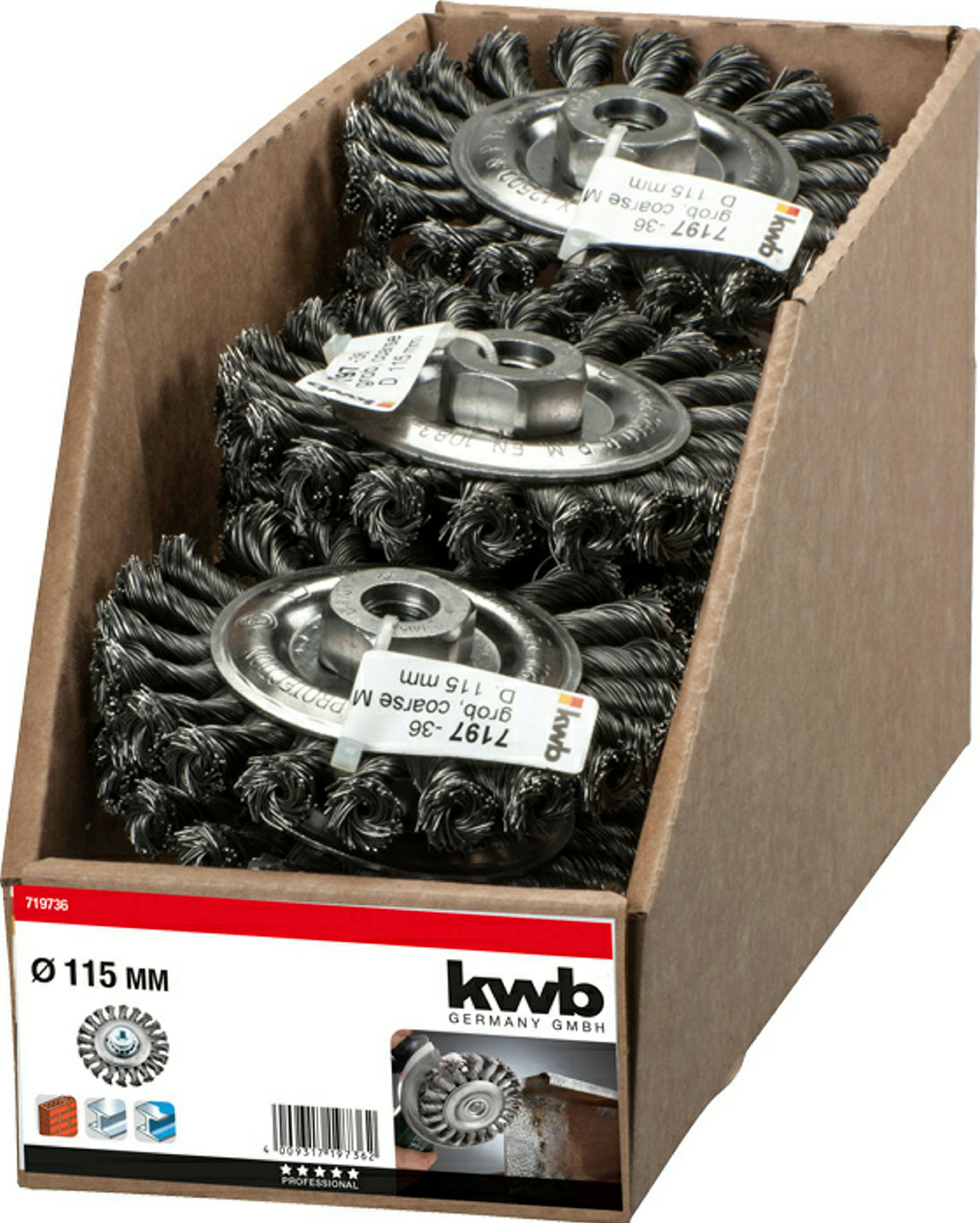AGGRESSO-FLEX® Scheibenbu rste, Stahldraht, M 14, gezopft, ø 115 mm